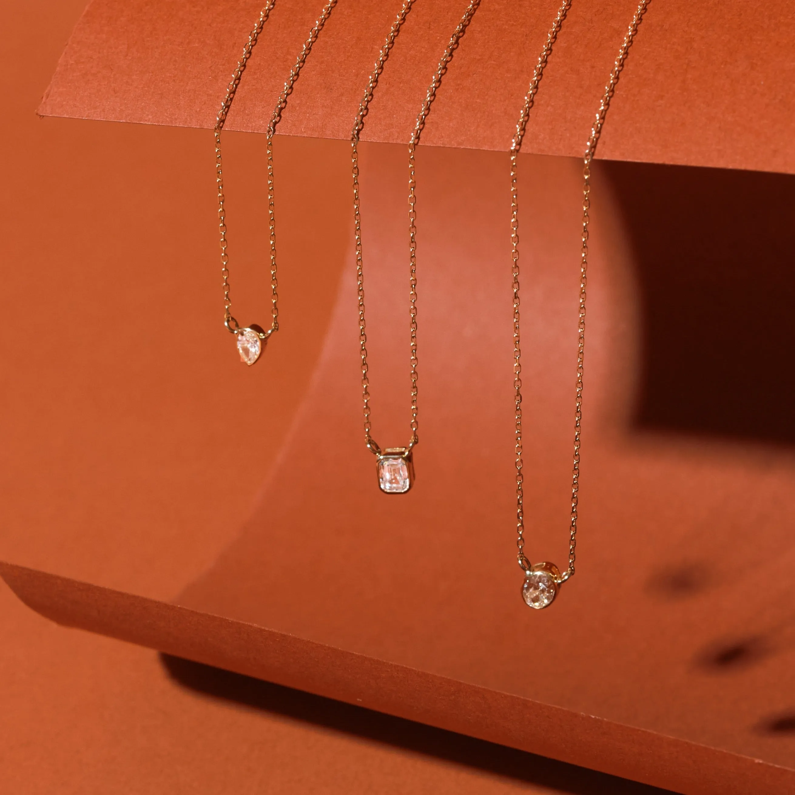 Lab Grown Diamond Pear Bezel Necklace sold by Aurate product image thumbnail 5