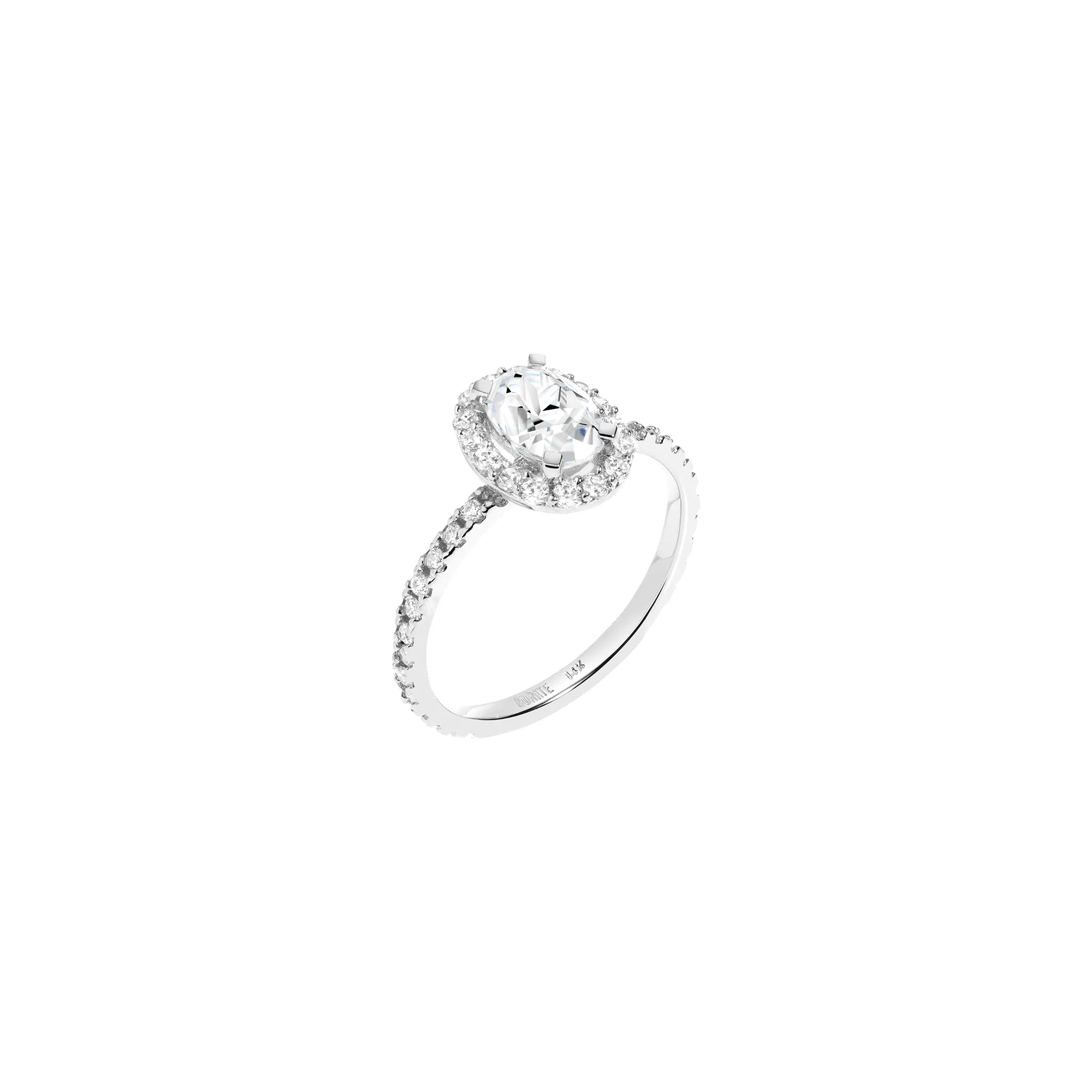 Pavé Oval-Cut Halo Diamond Ring sold by Aurate product image thumbnail 3