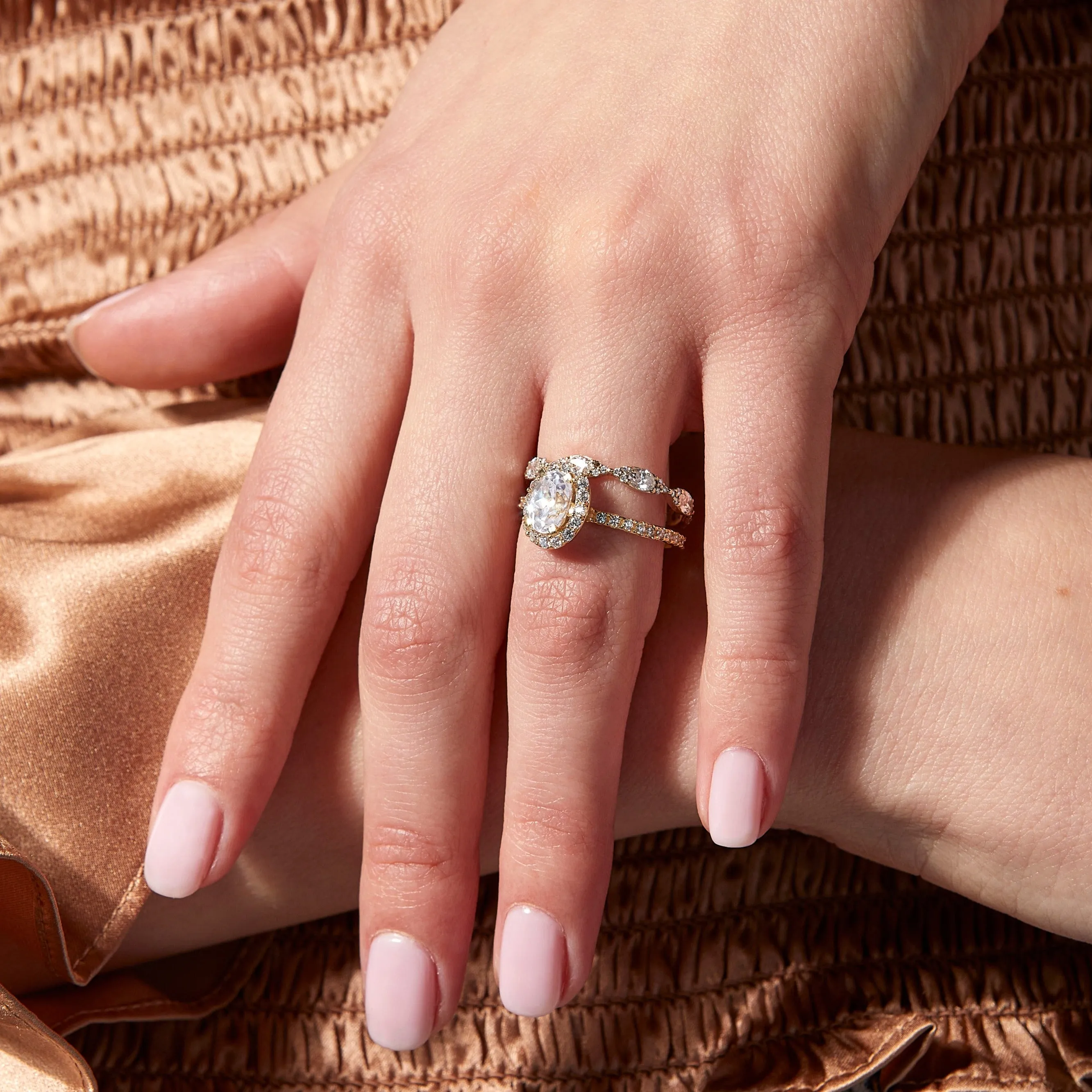 Pavé Oval-Cut Halo Diamond Ring sold by Aurate product image thumbnail 4