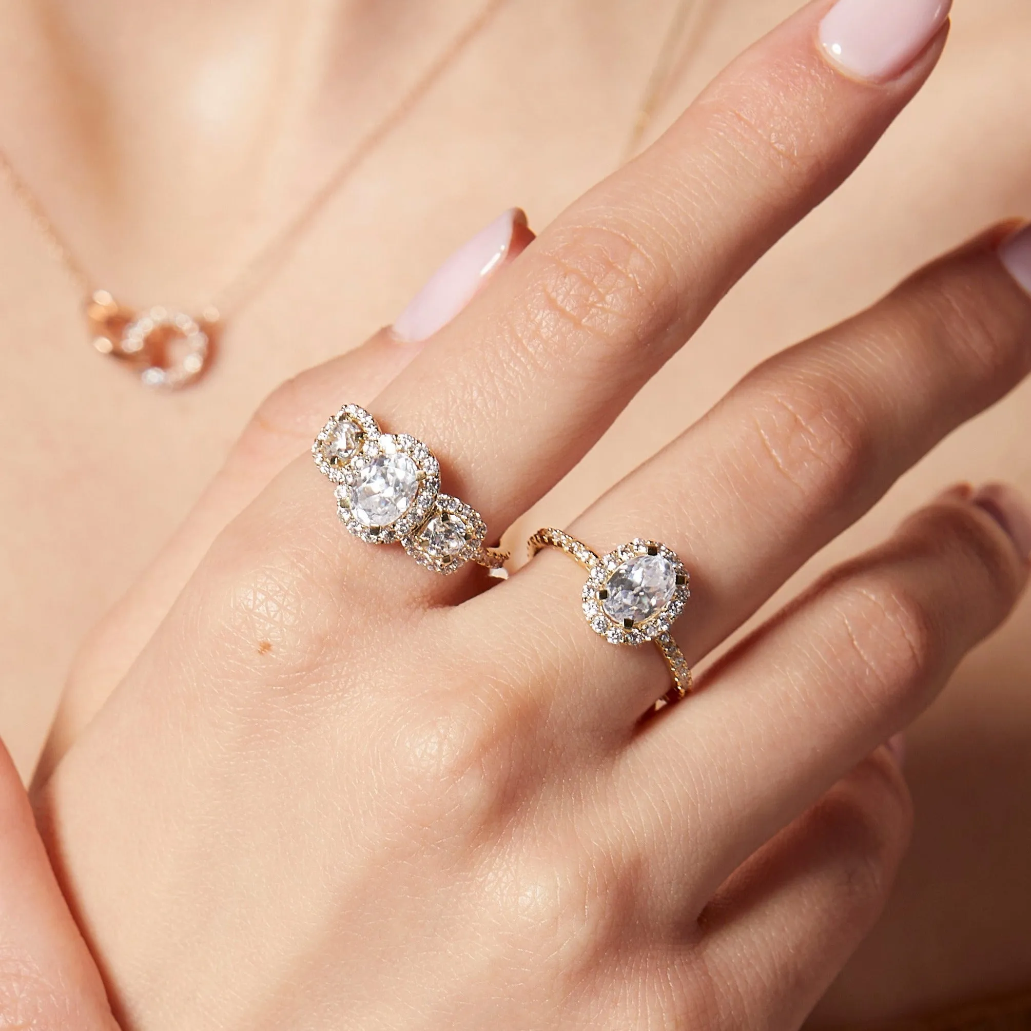 Pavé Oval-Cut Halo Diamond Ring sold by Aurate product image thumbnail 5