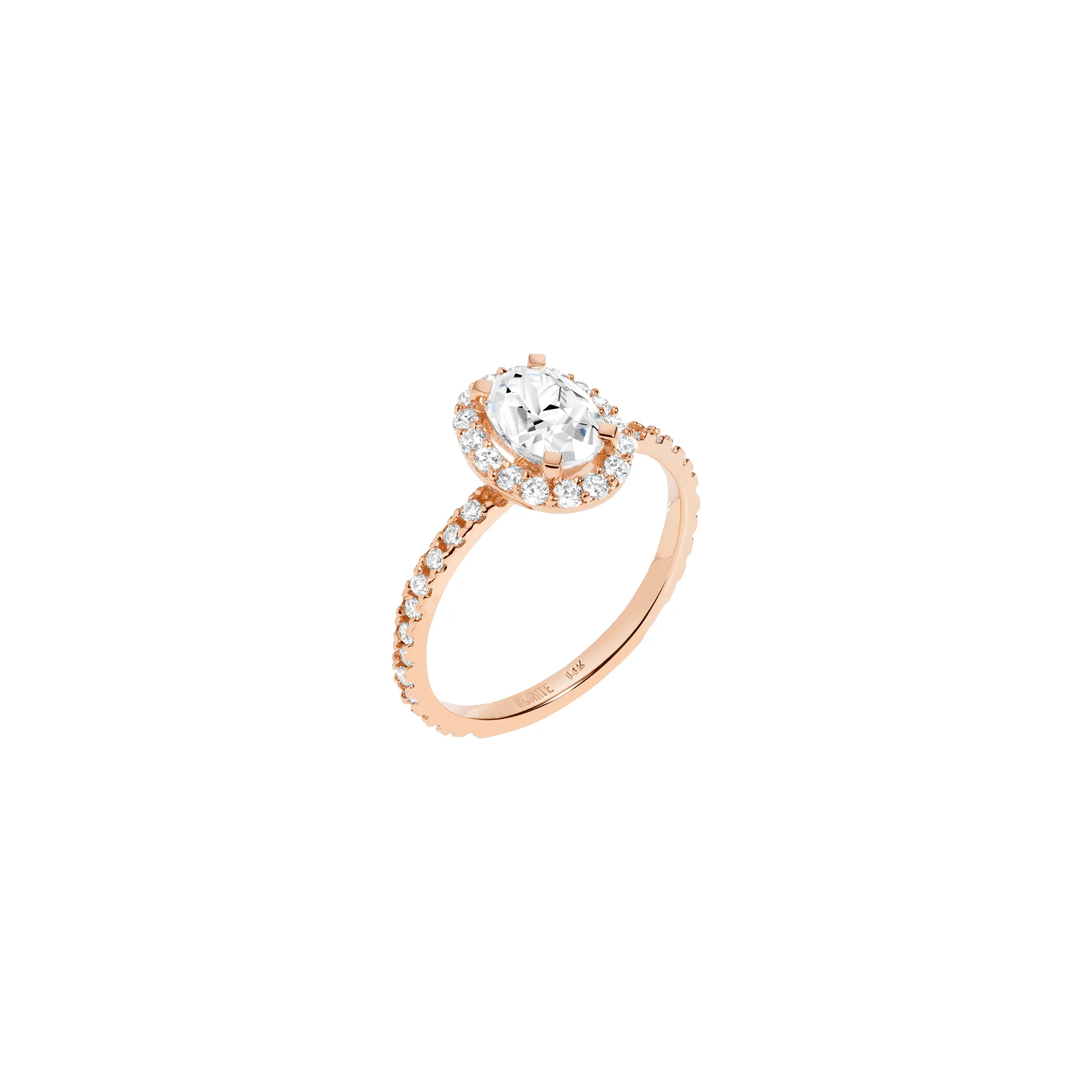 Pavé Oval-Cut Halo Diamond Ring sold by Aurate product image thumbnail 2