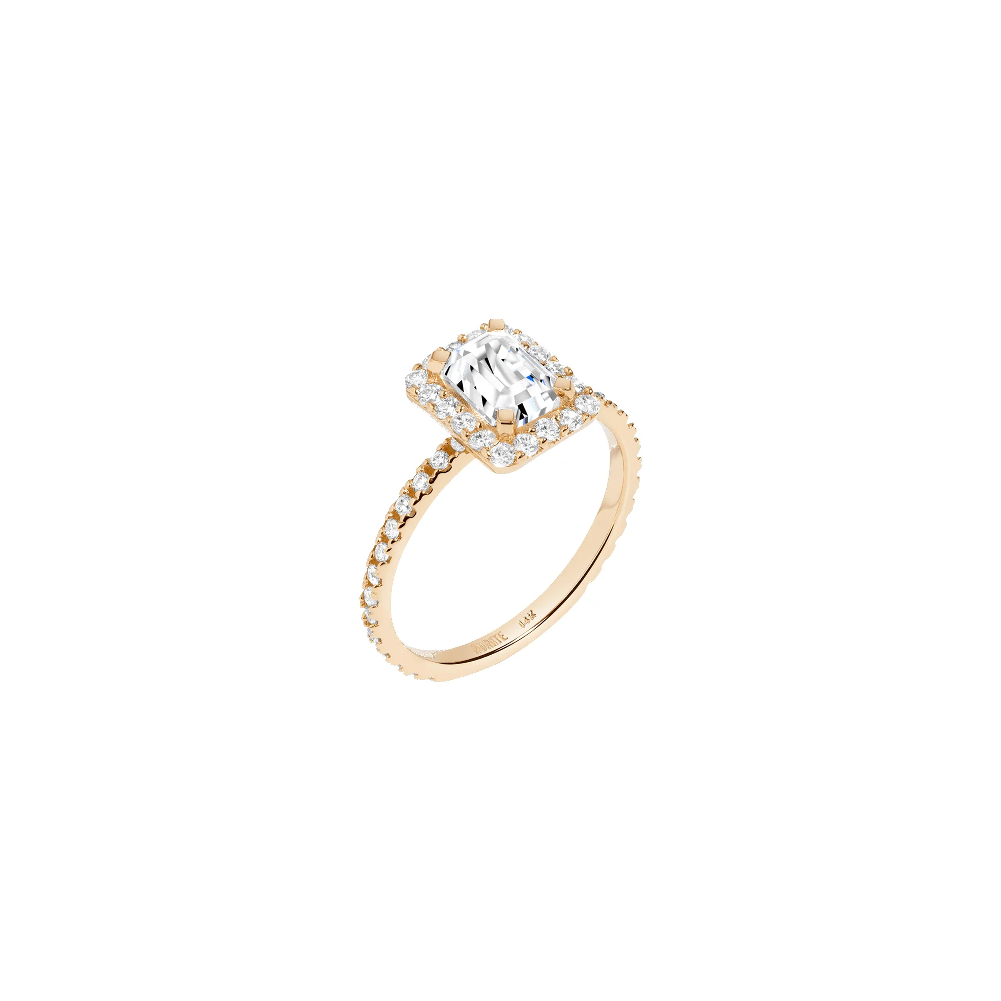 Pavé Emerald-Cut Halo Diamond Ring sold by Aurate product image thumbnail 2