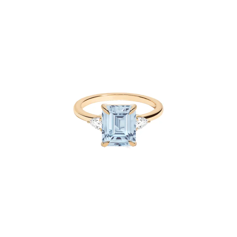 Emerald Gemstone Cocktail Ring - White Sapphire sold by Aurate