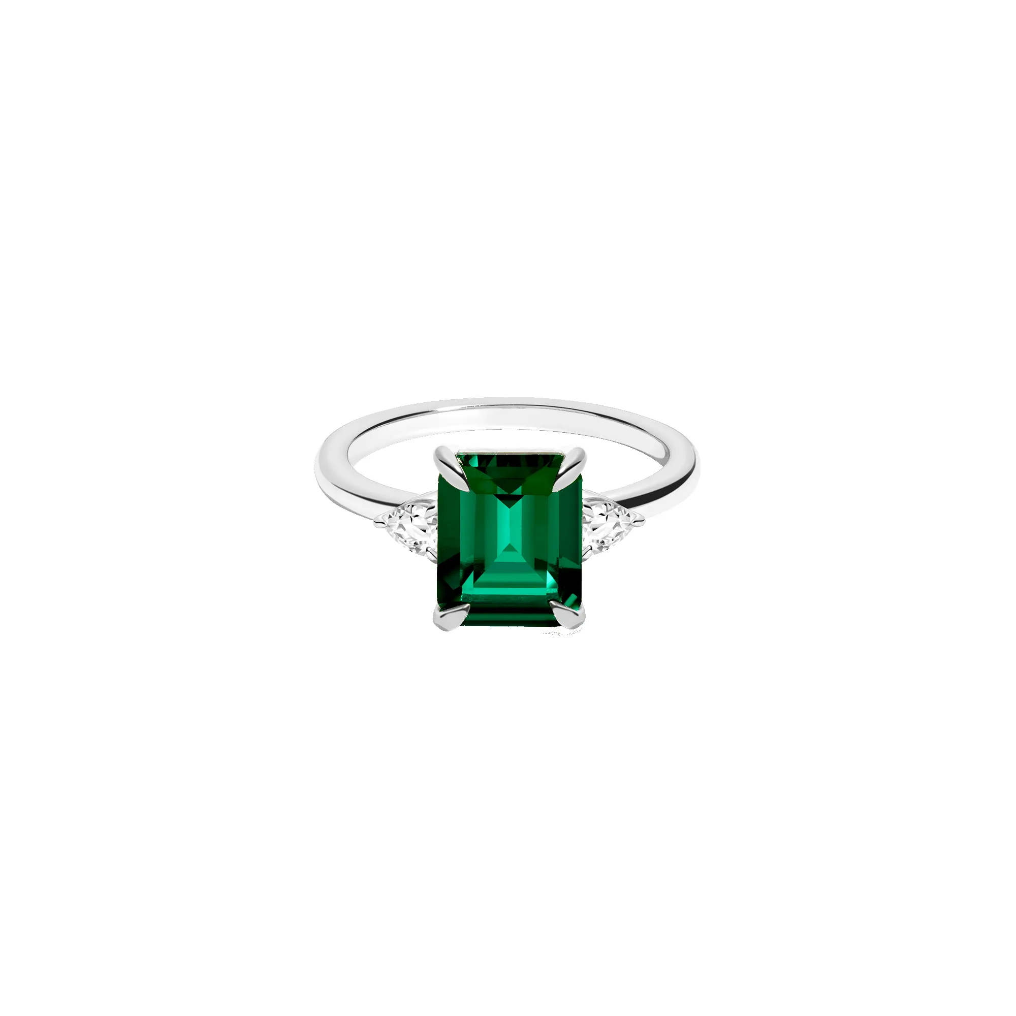 Emerald Gemstone Cocktail Ring - White Sapphire sold by Aurate product image thumbnail 4