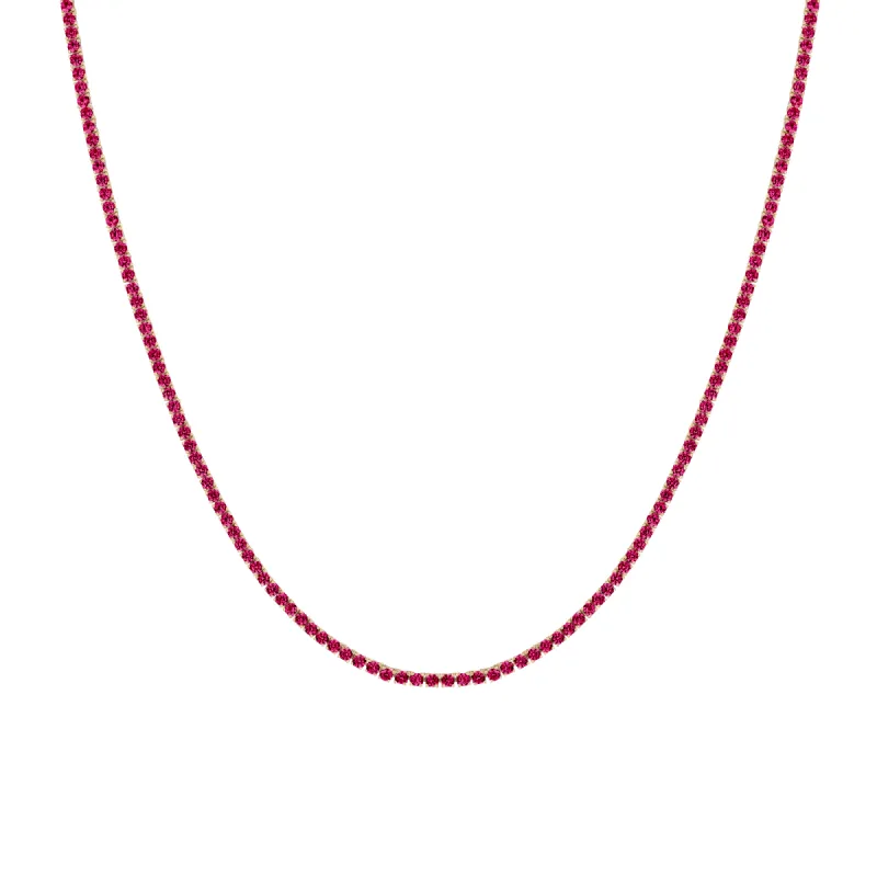 Lab Grown Red Ruby Tennis Necklace sold by Aurate