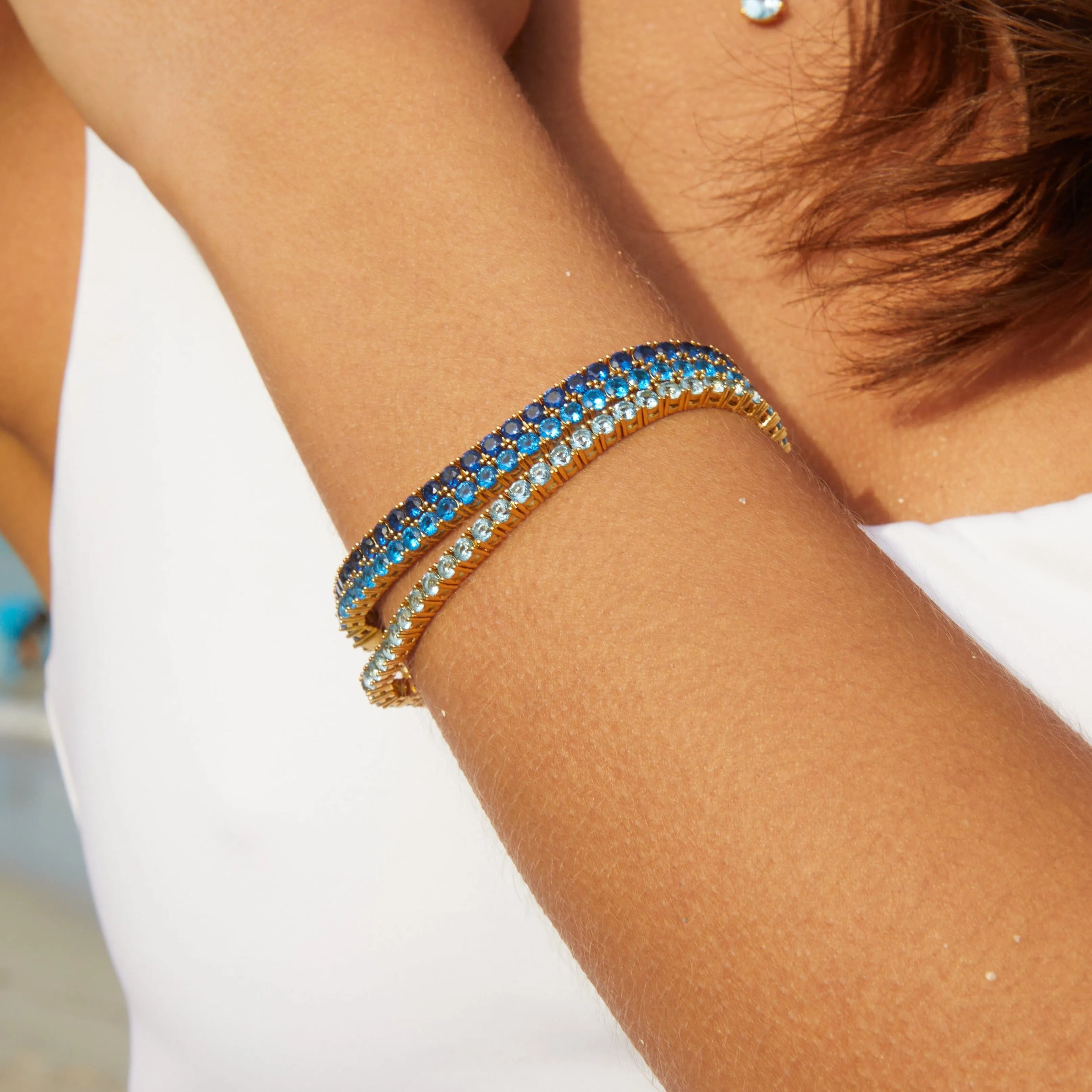 Lab Grown Aquamarine Tennis Bracelet sold by Aurate product image thumbnail 5