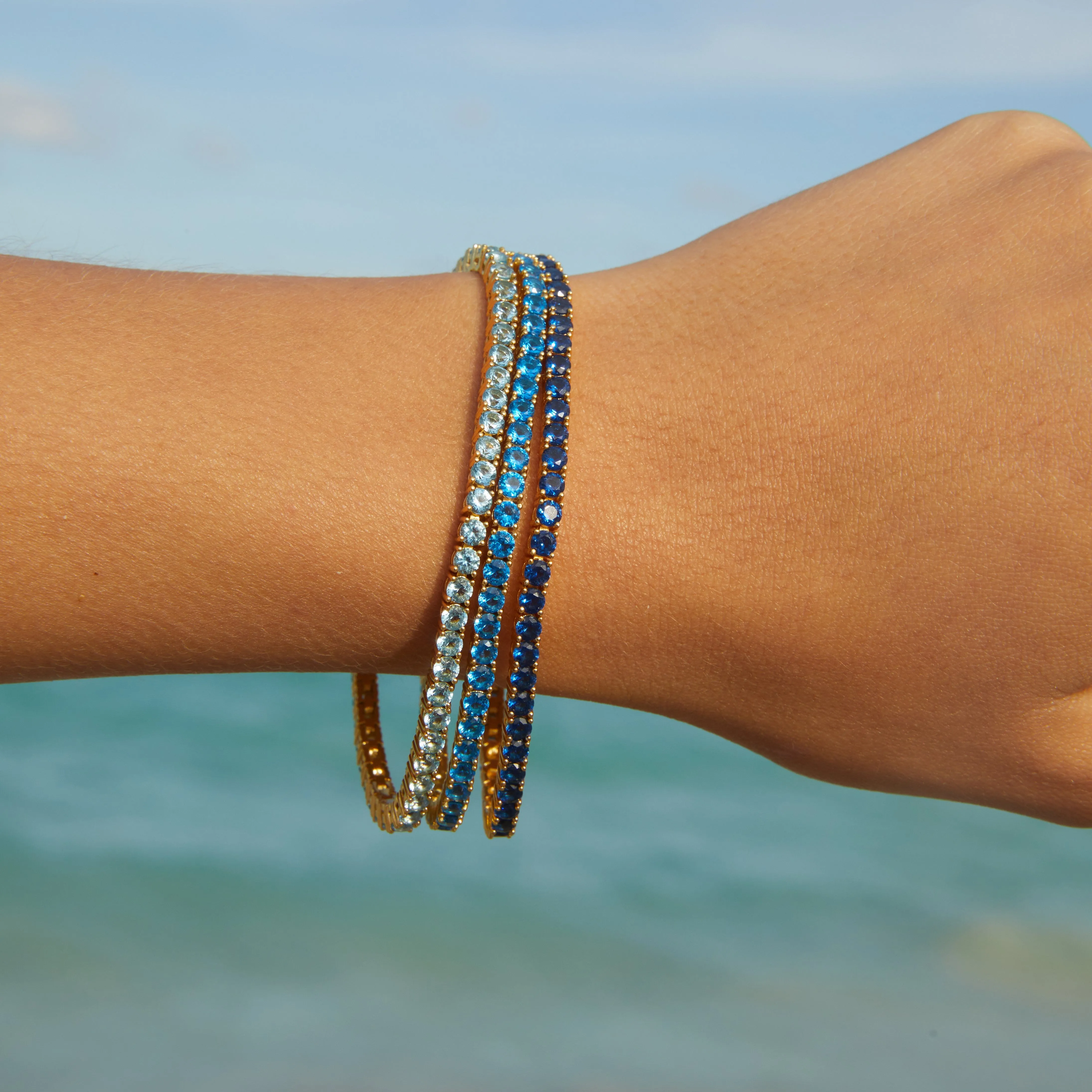 Lab Grown Aquamarine Tennis Bracelet sold by Aurate product image thumbnail 4