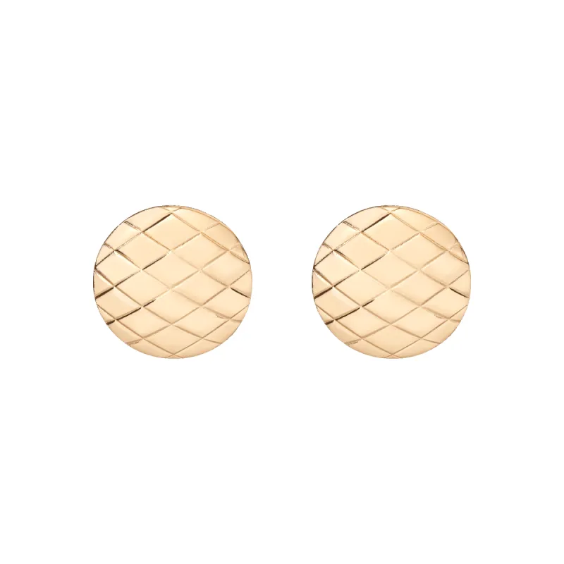 Quilted Gold Button Earrings sold by Aurate