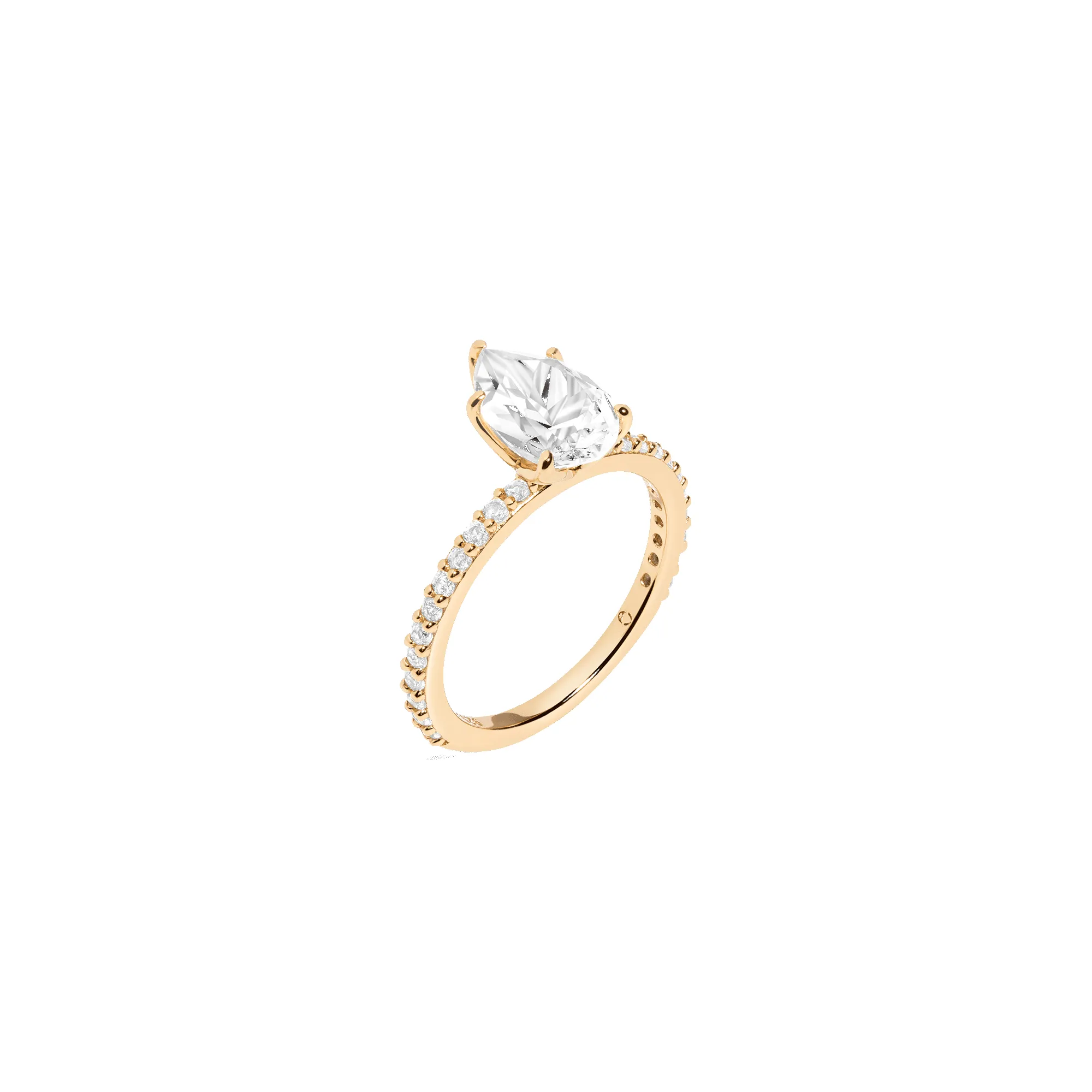 Pear Lab Grown White Sapphire Solitaire Pavé Ring sold by Aurate product image thumbnail 2
