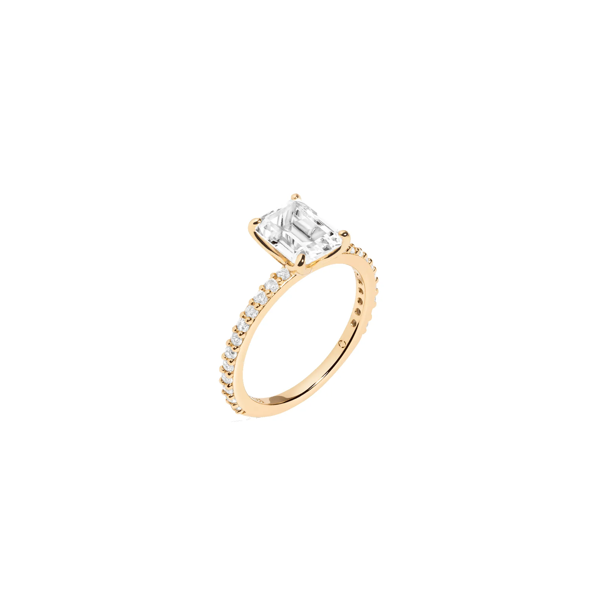 Emerald Lab Grown White Sapphire Solitaire Pavé Ring sold by Aurate product image thumbnail 2