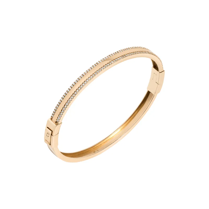 Pavé Lined Gold Hinged Bracelet sold by Aurate