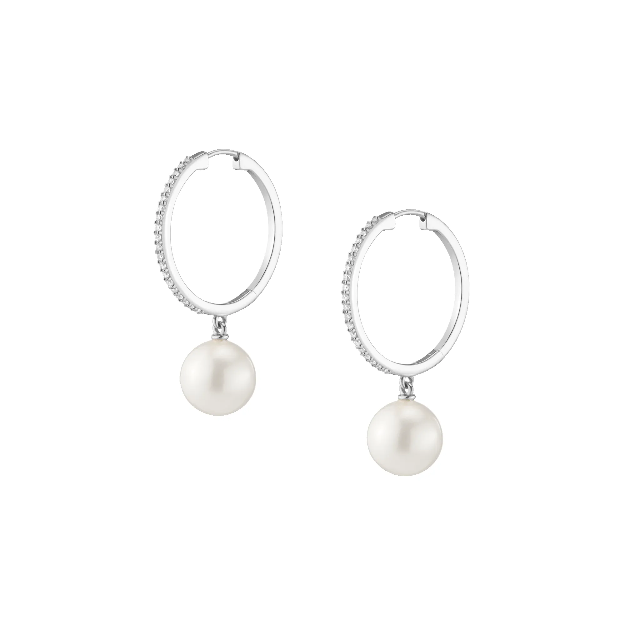 Diamond Pearl Hoop Earrings sold by Aurate product image thumbnail 3