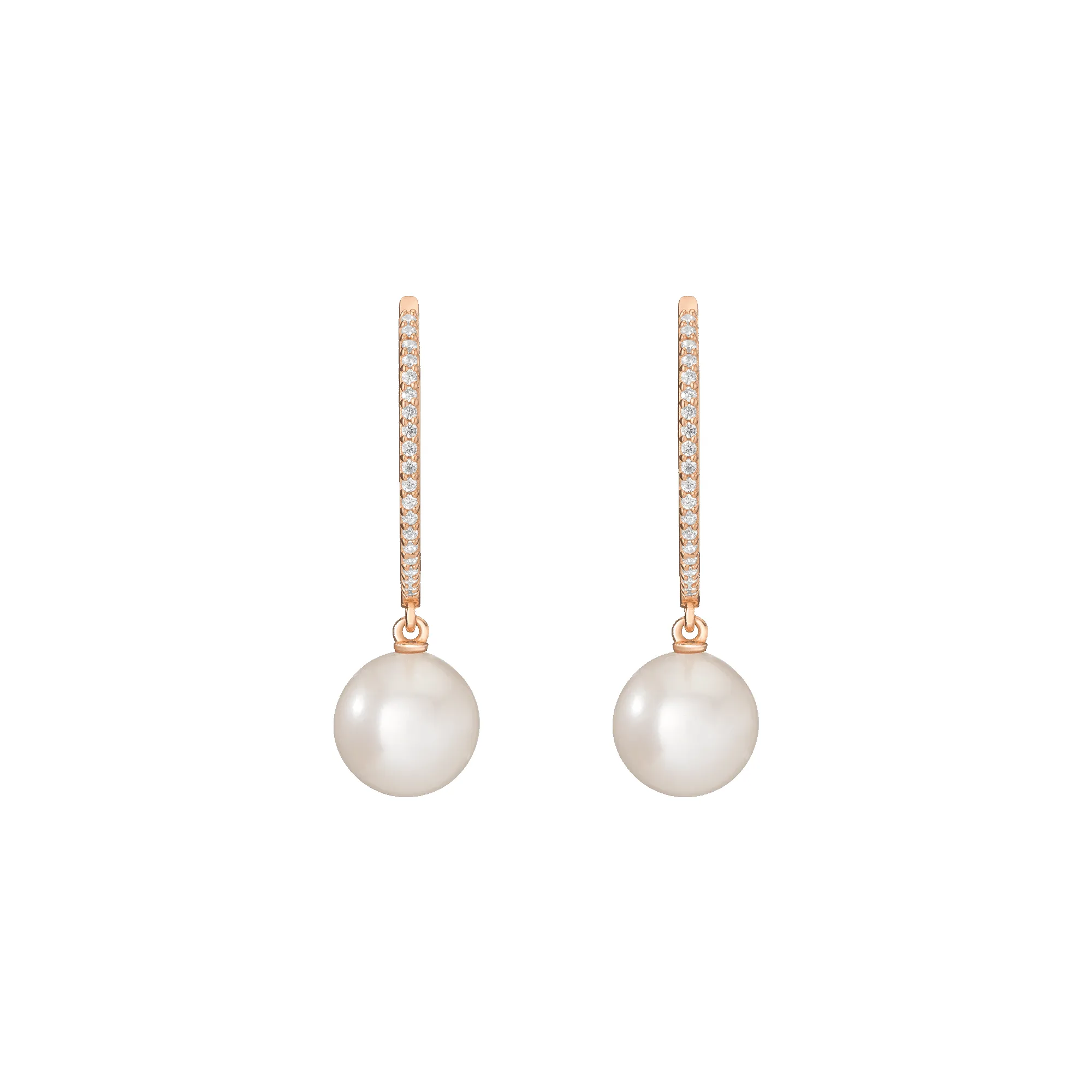 Diamond Pearl Hoop Earrings sold by Aurate product image thumbnail 5