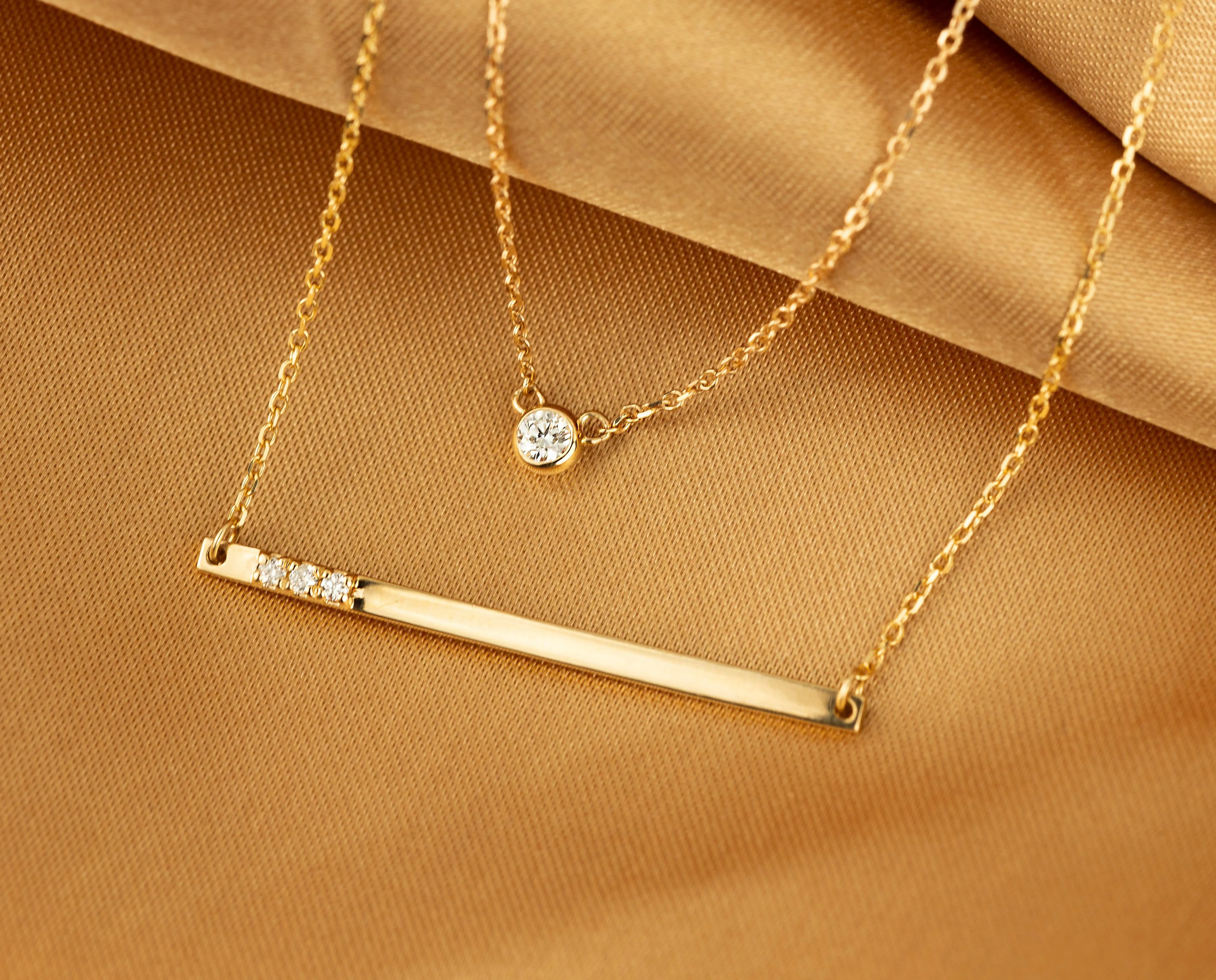 Gold Bar Necklace With Diamonds sold by Aurate product image thumbnail 5