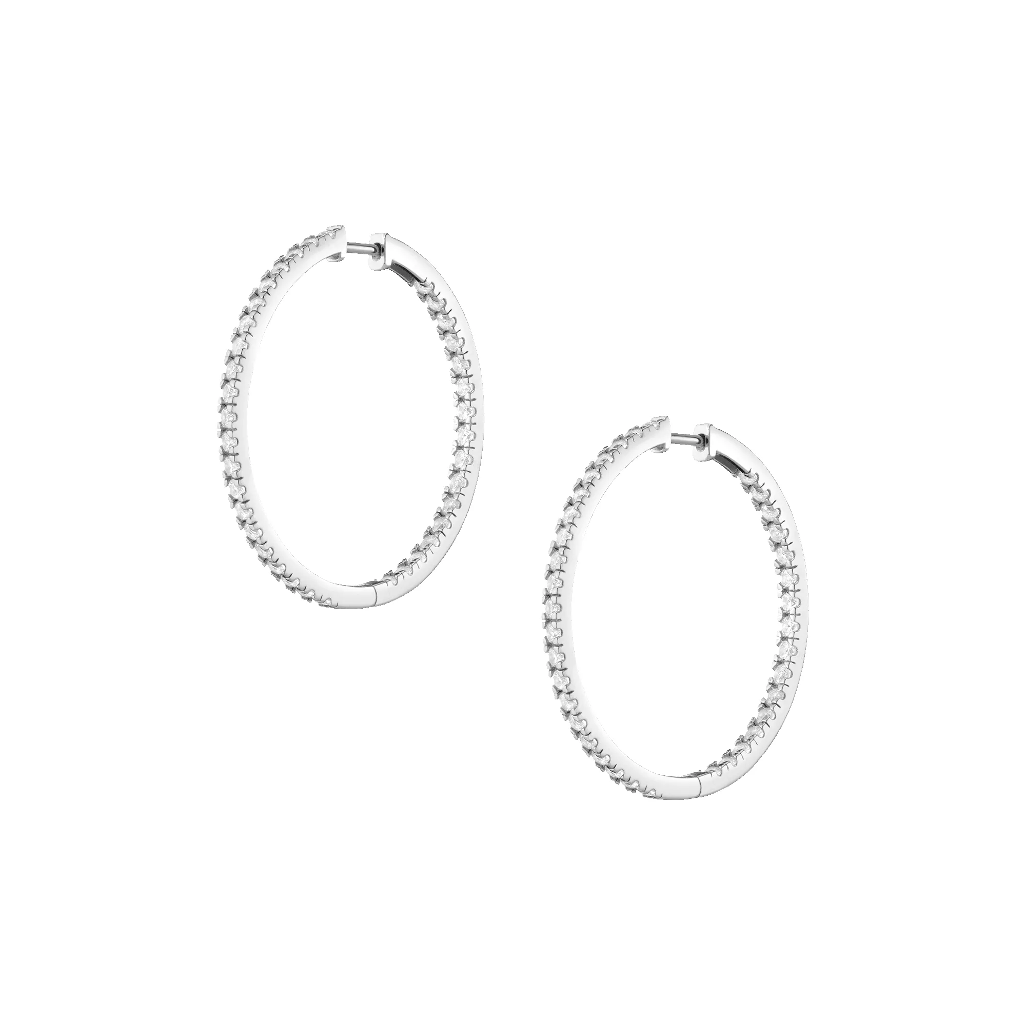 Lab Grown White Sapphire Hoop Earrings sold by Aurate product image thumbnail 5