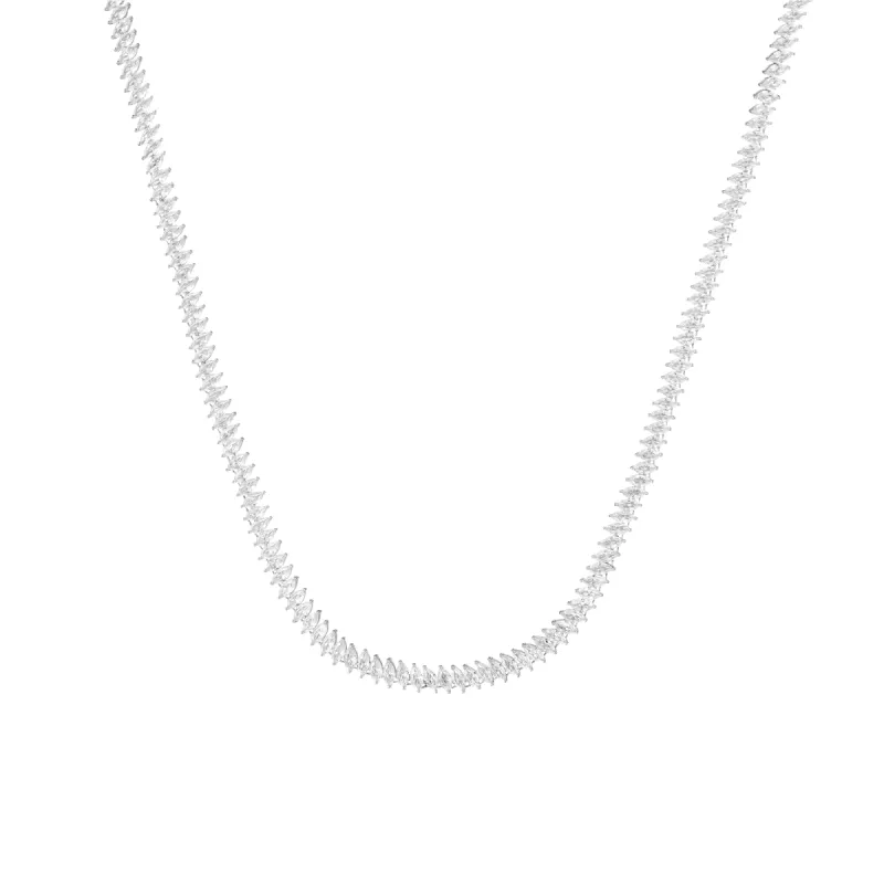 Lab Grown White Sapphire Marquise Tennis Necklace sold by Aurate