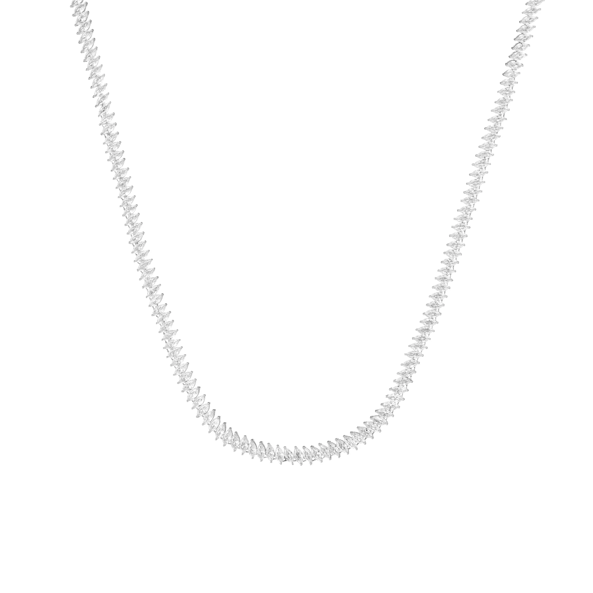Lab Grown White Sapphire Marquise Tennis Necklace sold by Aurate