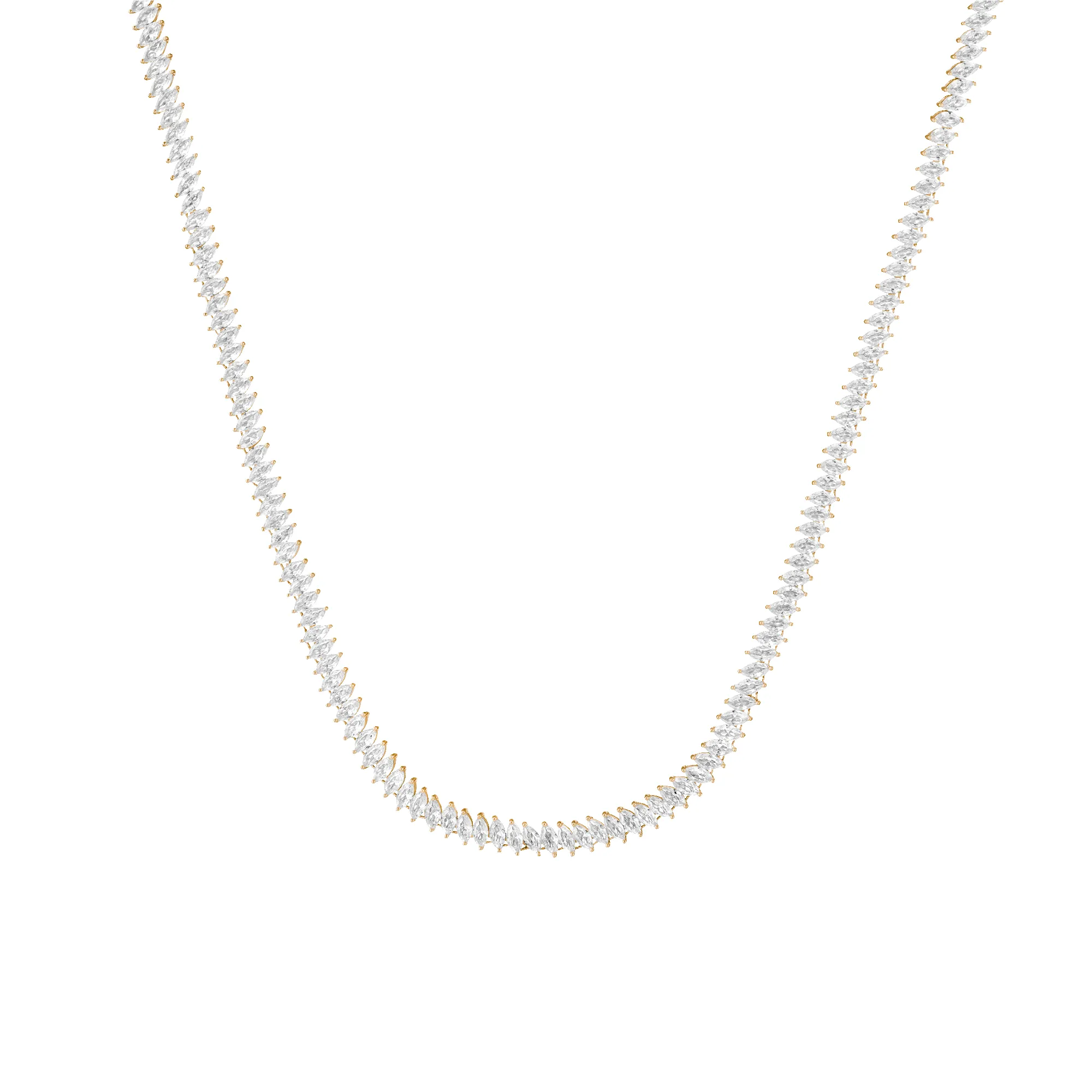 Lab Grown White Sapphire Marquise Tennis Necklace sold by Aurate product image thumbnail 3