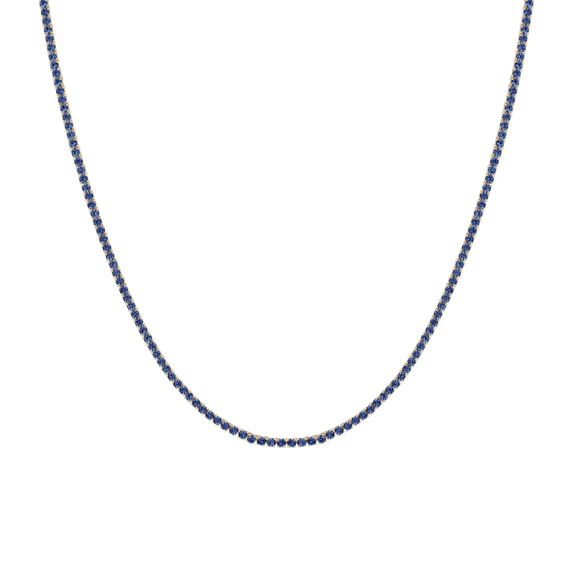 Lab Grown Blue Sapphire Tennis Necklace sold by Aurate product image thumbnail 3