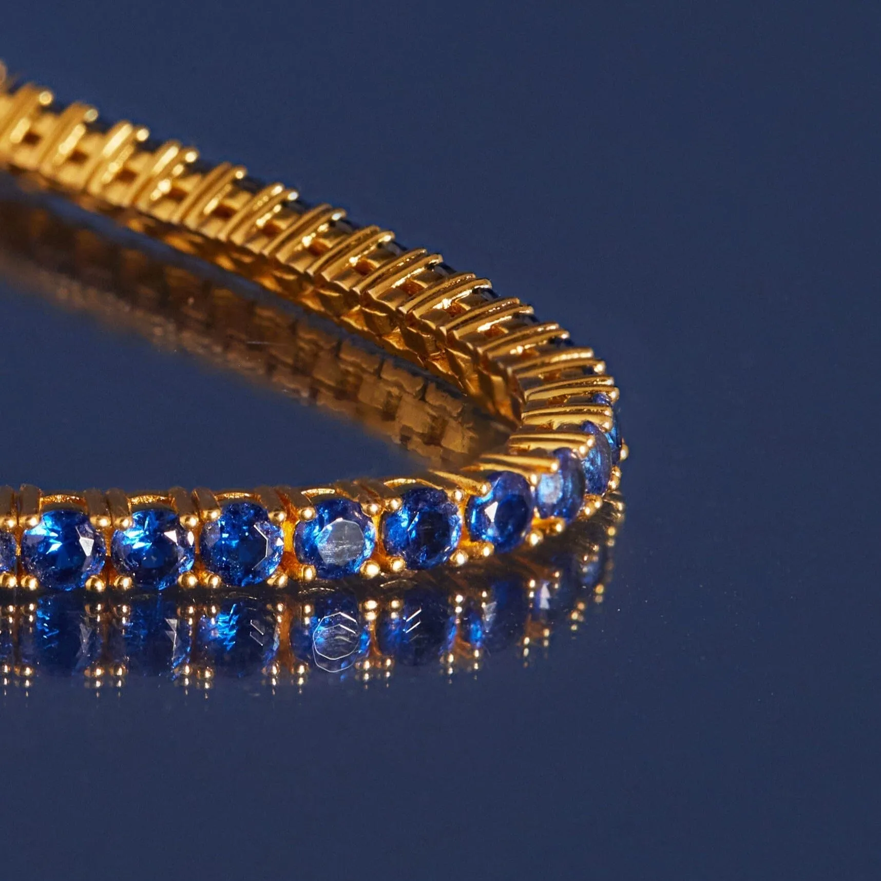 Lab Grown Blue Sapphire Tennis Necklace sold by Aurate product image thumbnail 4