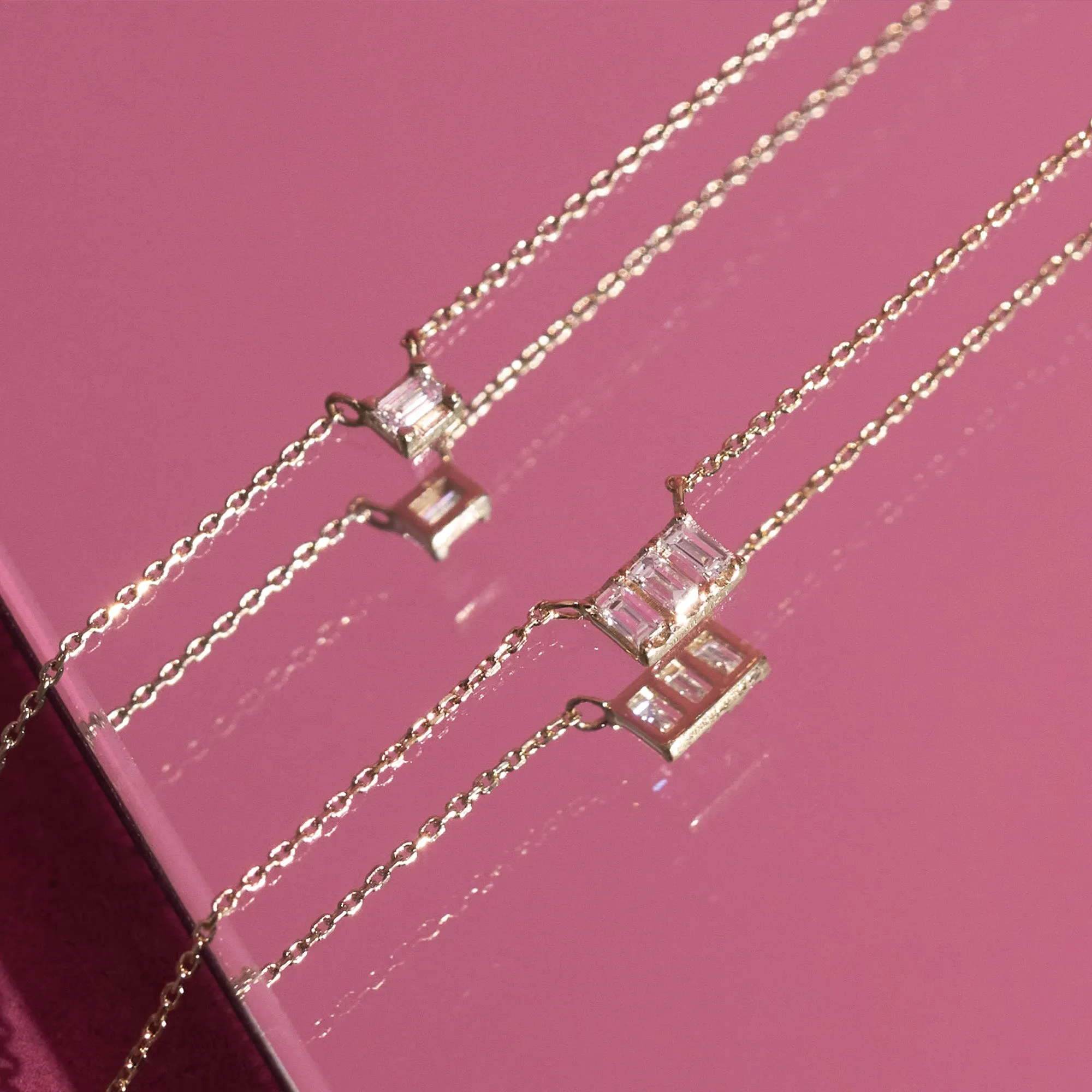 Triple Baguette Diamond Necklace sold by Aurate product image thumbnail 4