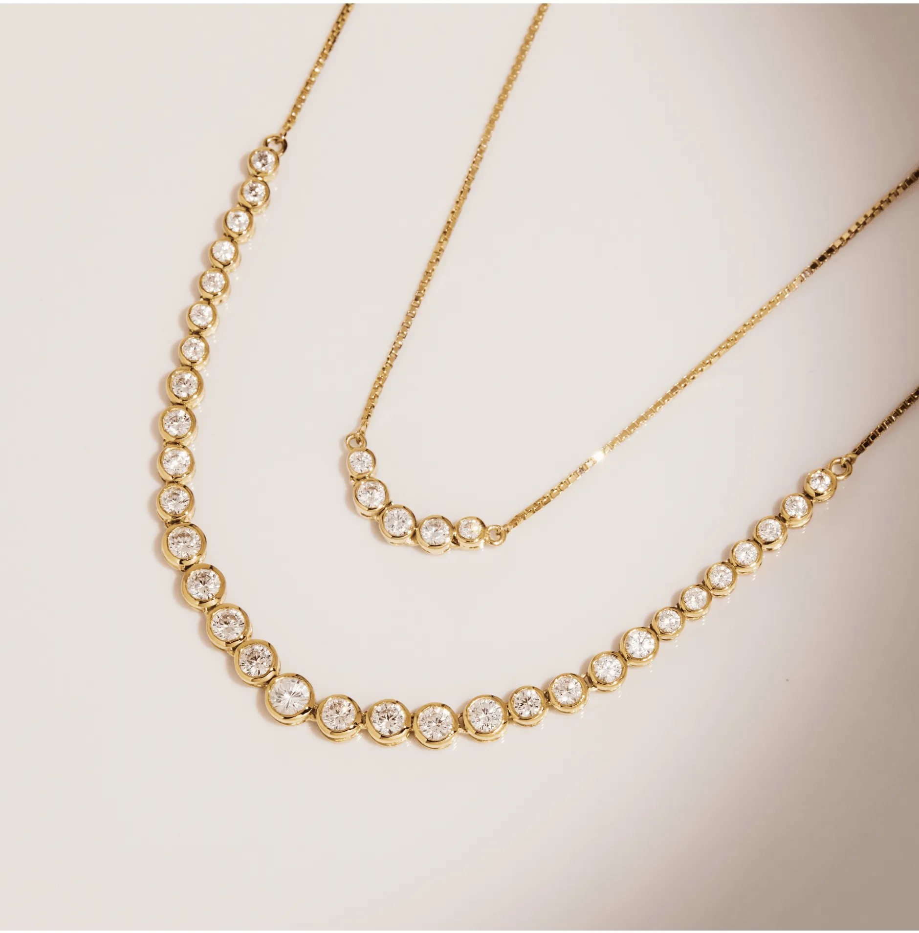 Graduated Lab Grown Diamond Bezel Necklace sold by Aurate product image thumbnail 5