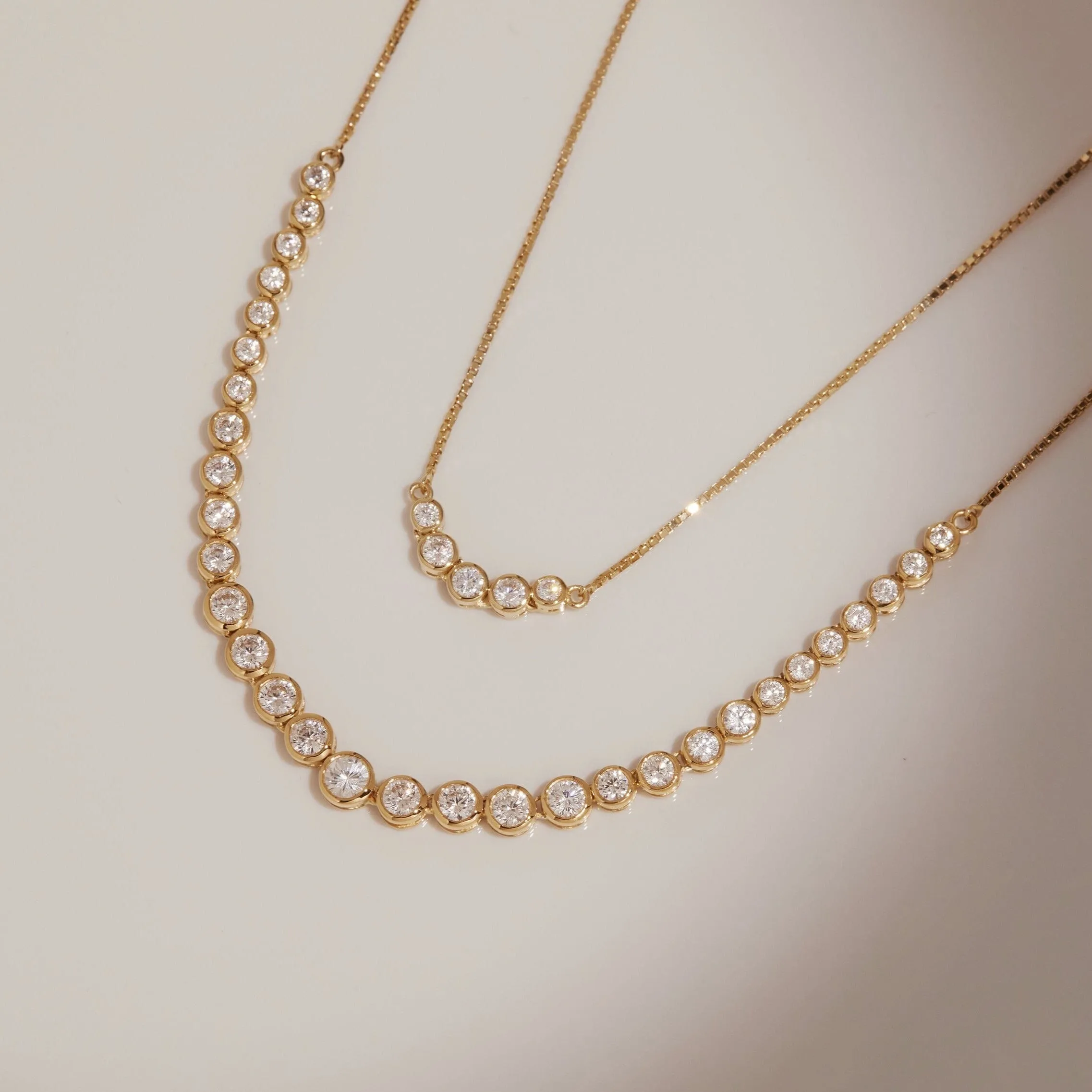 Graduated Lab Grown Diamond Bezel Necklace sold by Aurate product image thumbnail 4