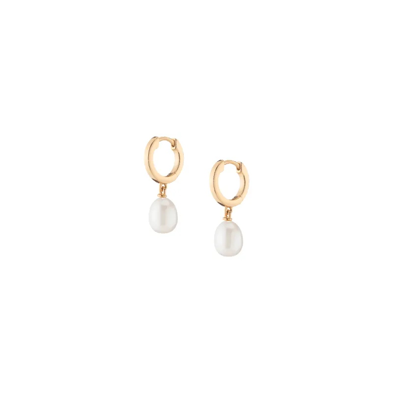 Pearl Drop Huggie Earrings sold by Aurate
