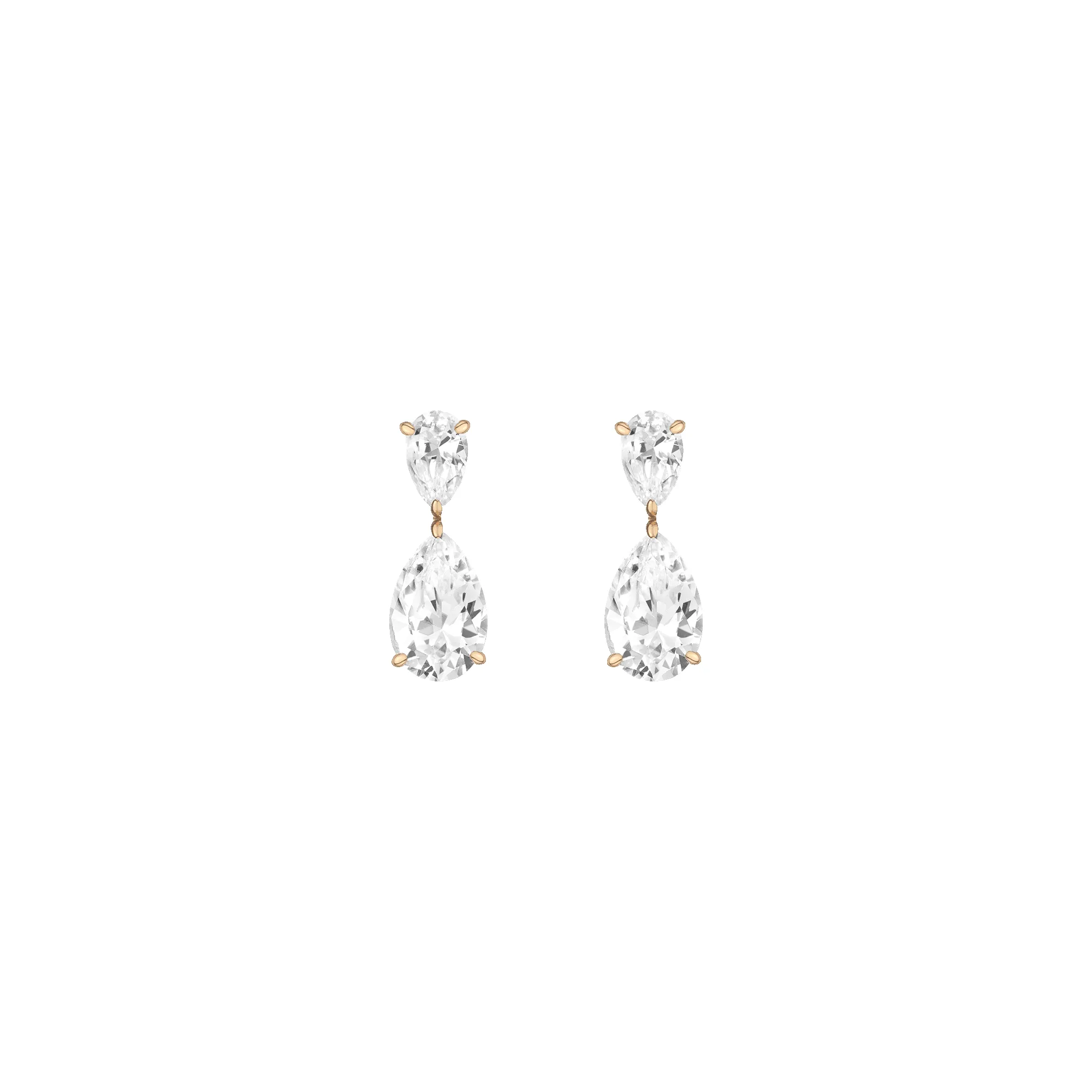 Lab Grown White Sapphire Pear Drop Earrings sold by Aurate