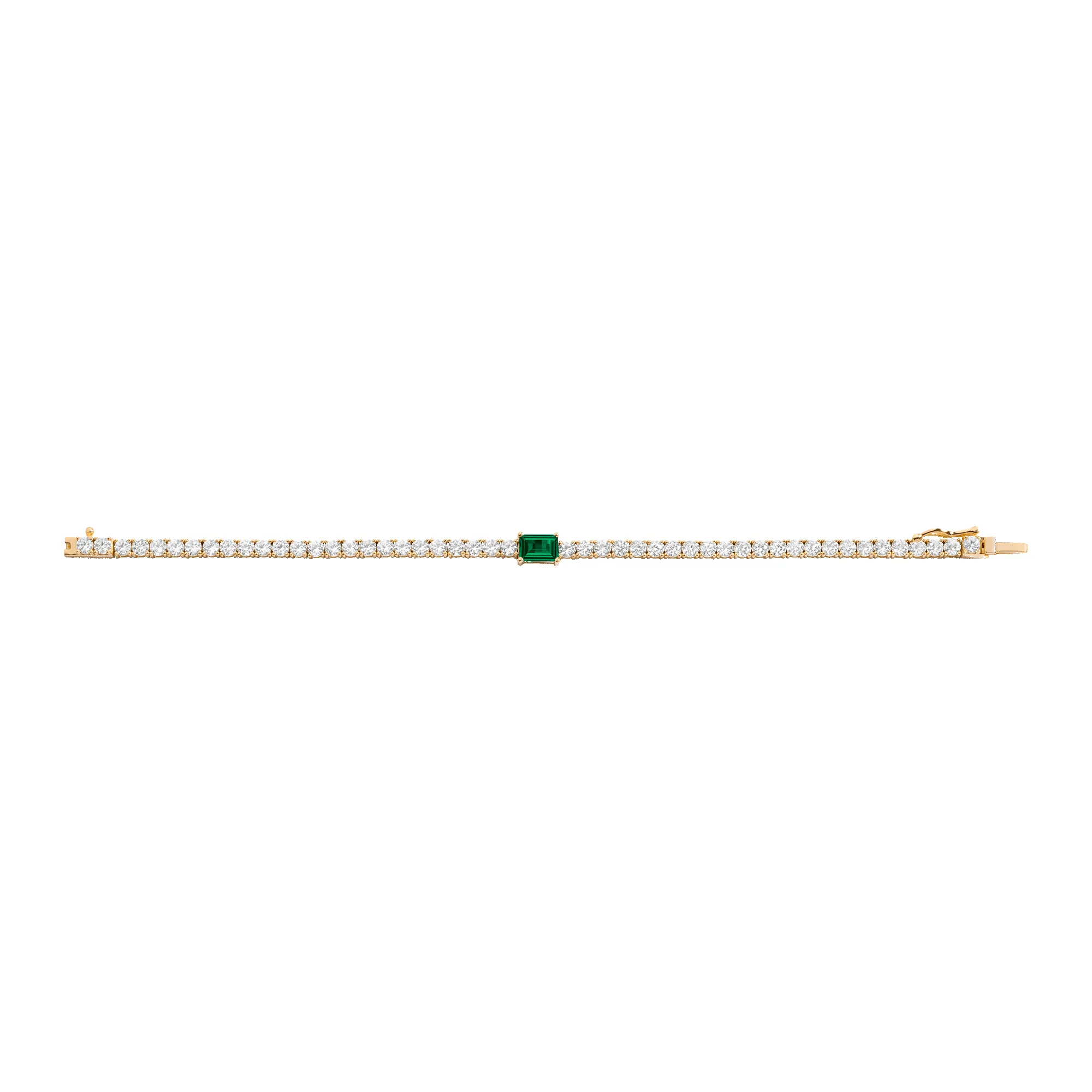 Lab Grown White Sapphire Tennis Bracelet with Emerald sold by Aurate product image thumbnail 4