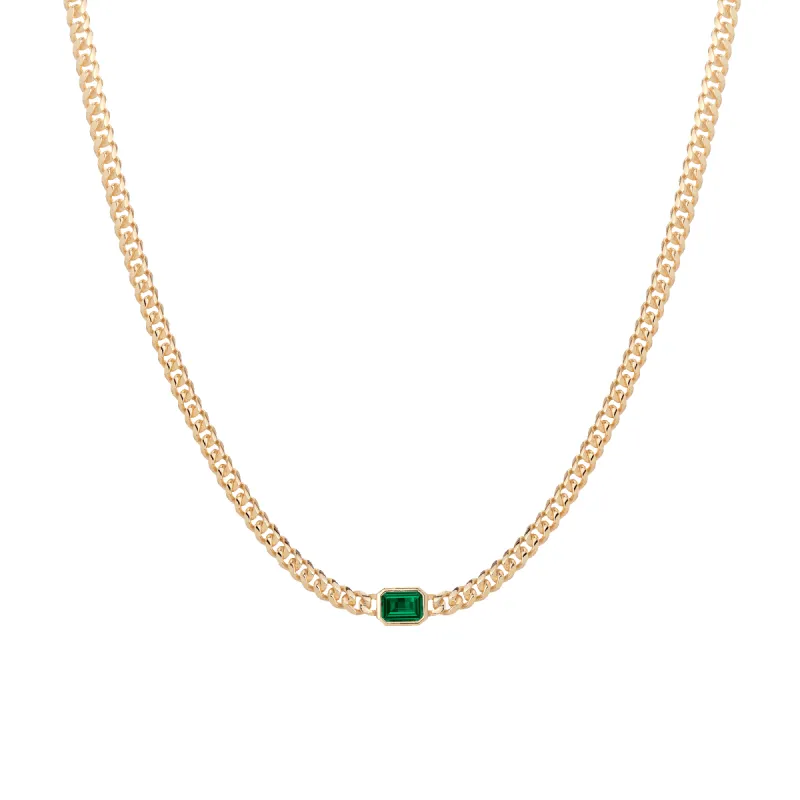 Emerald Curb Chain Necklace sold by Aurate