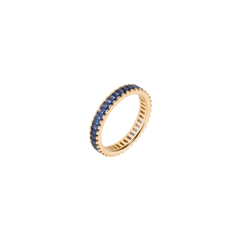 Lab Grown Blue Sapphire Baguette Eternity Ring sold by Aurate