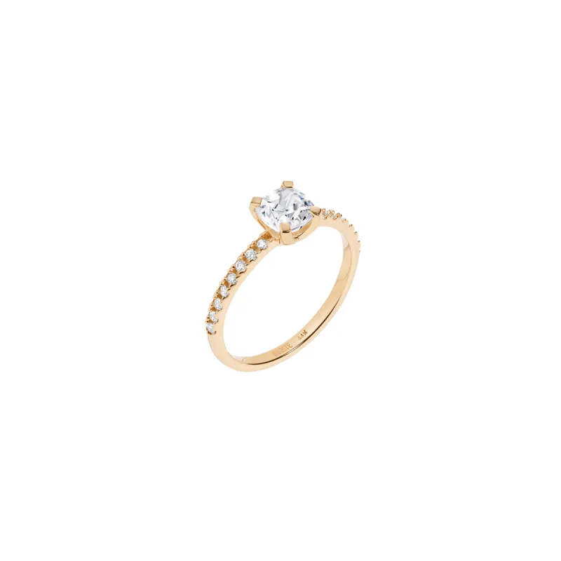 Pavé Cushion Cut Solitaire Diamond Ring sold by Aurate