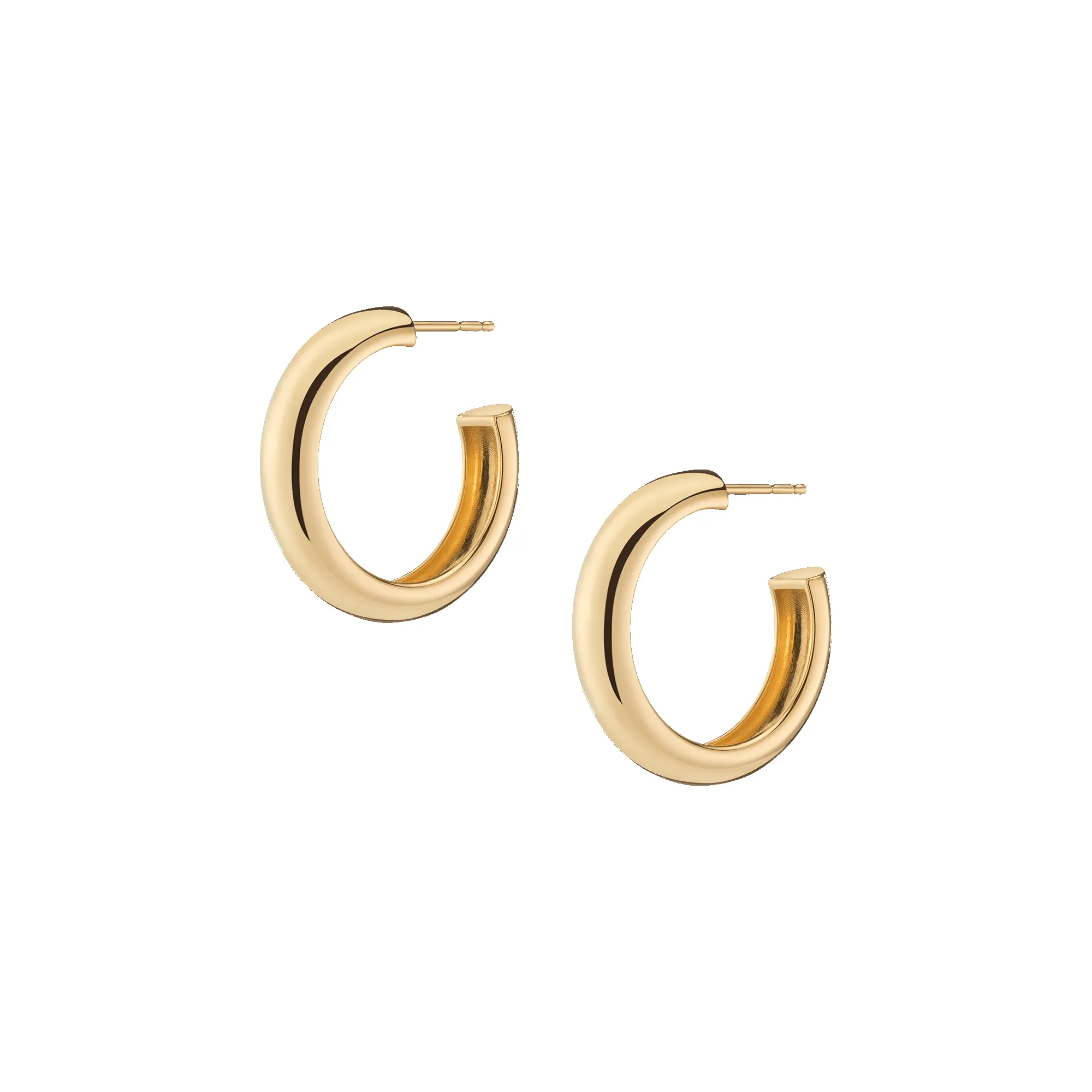 Gold Round Edge Hoop Earrings Medium sold by Aurate