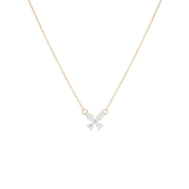 Lab Grown White Sapphire Butterfly Necklace sold by Aurate