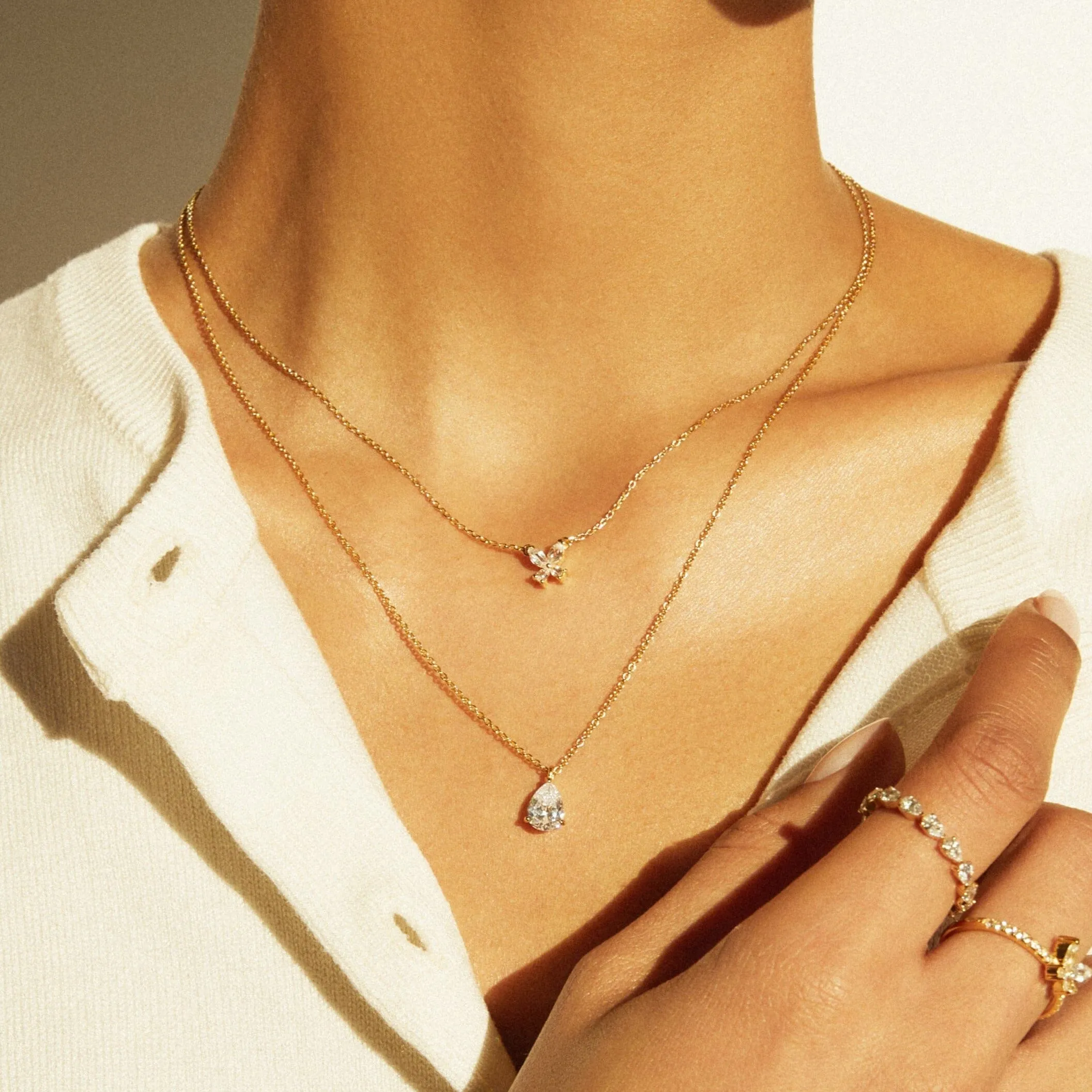 Lab Grown White Sapphire Butterfly Necklace sold by Aurate product image thumbnail 5