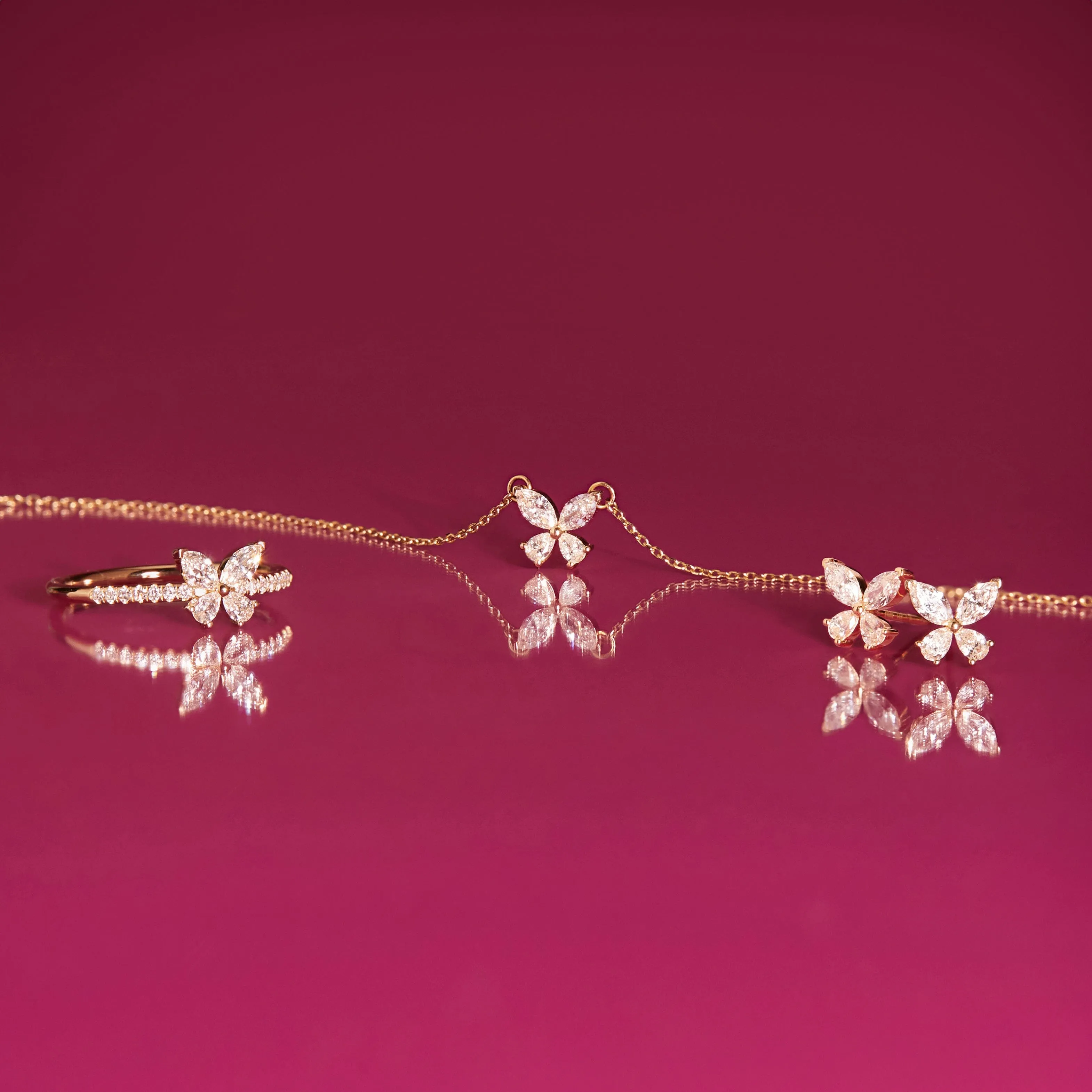 Lab Grown White Sapphire Butterfly Necklace sold by Aurate product image thumbnail 4