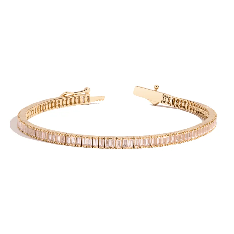 Lab Grown Morganite Baguette Tennis Bracelet sold by Aurate