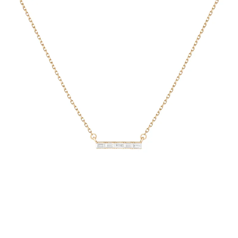 Midi Diamond Baguette Bar Necklace sold by Aurate