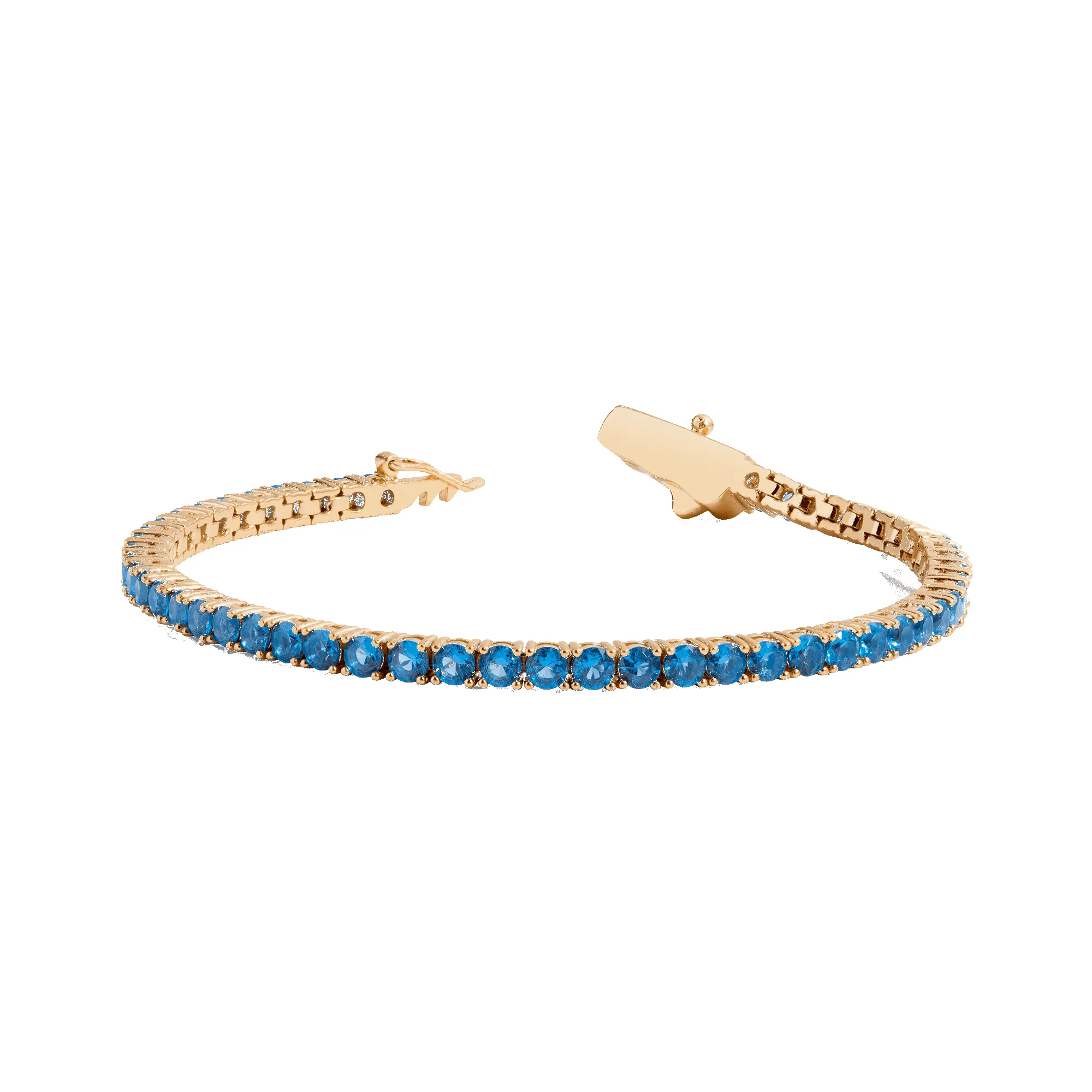 Lab Grown Blue Topaz Tennis Bracelet sold by Aurate