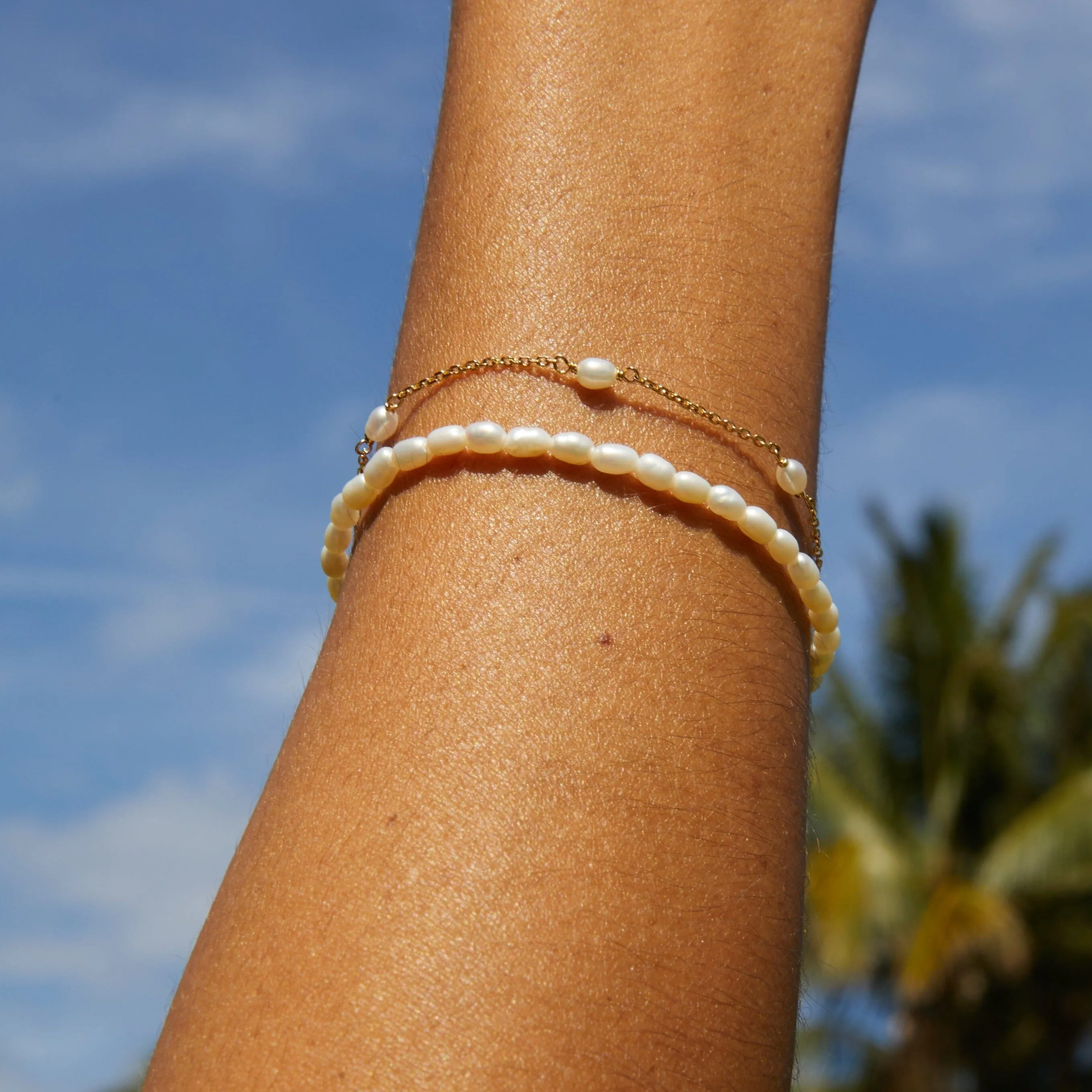 Organic Pearl Station Bracelet sold by Aurate product image thumbnail 5