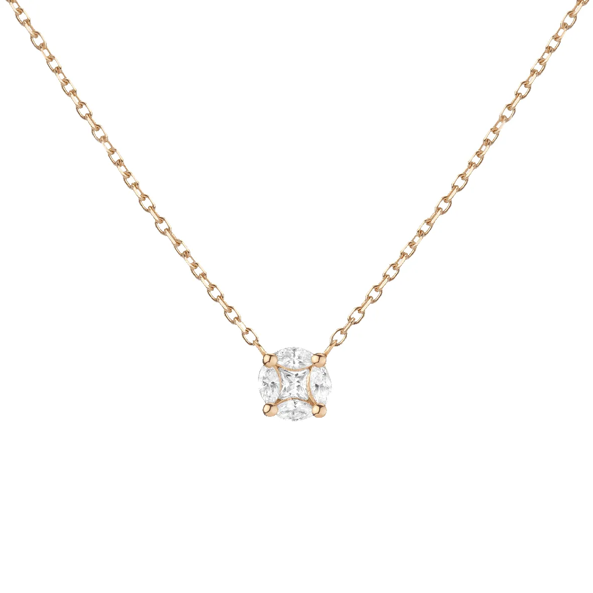 Round Lab Grown Diamond Illusion Necklace sold by Aurate