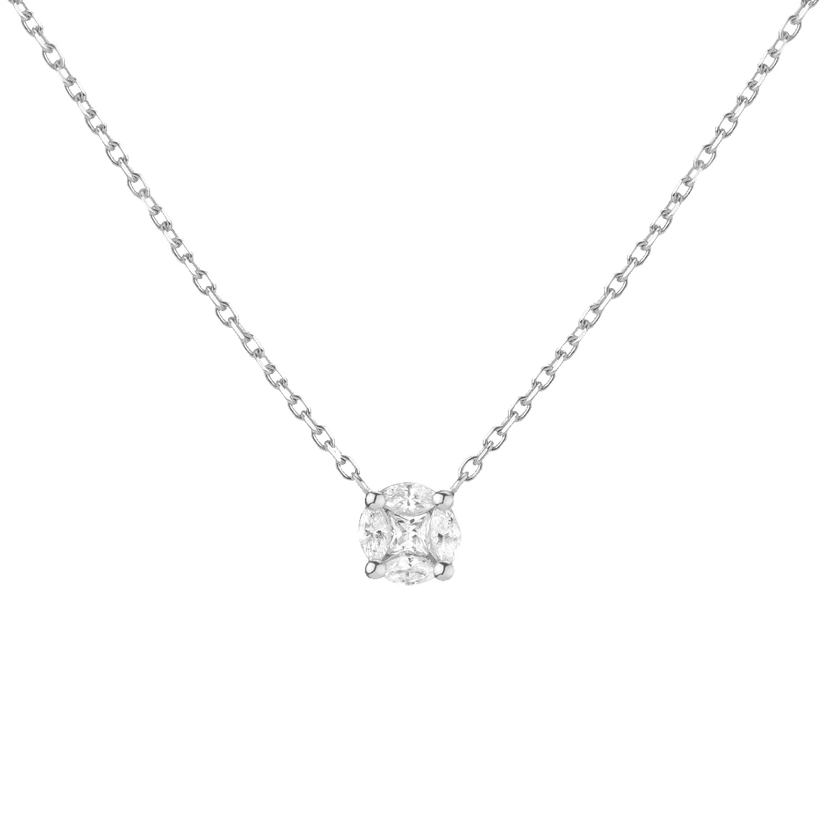 Round Lab Grown Diamond Illusion Necklace sold by Aurate product image thumbnail 3