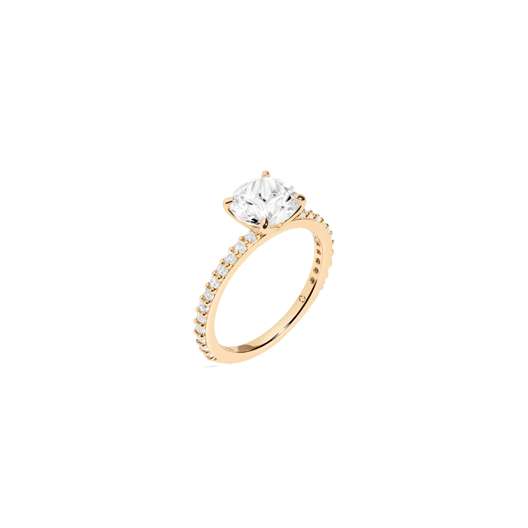 Round Lab Grown White Sapphire Solitaire Pavé Ring sold by Aurate product image thumbnail 2