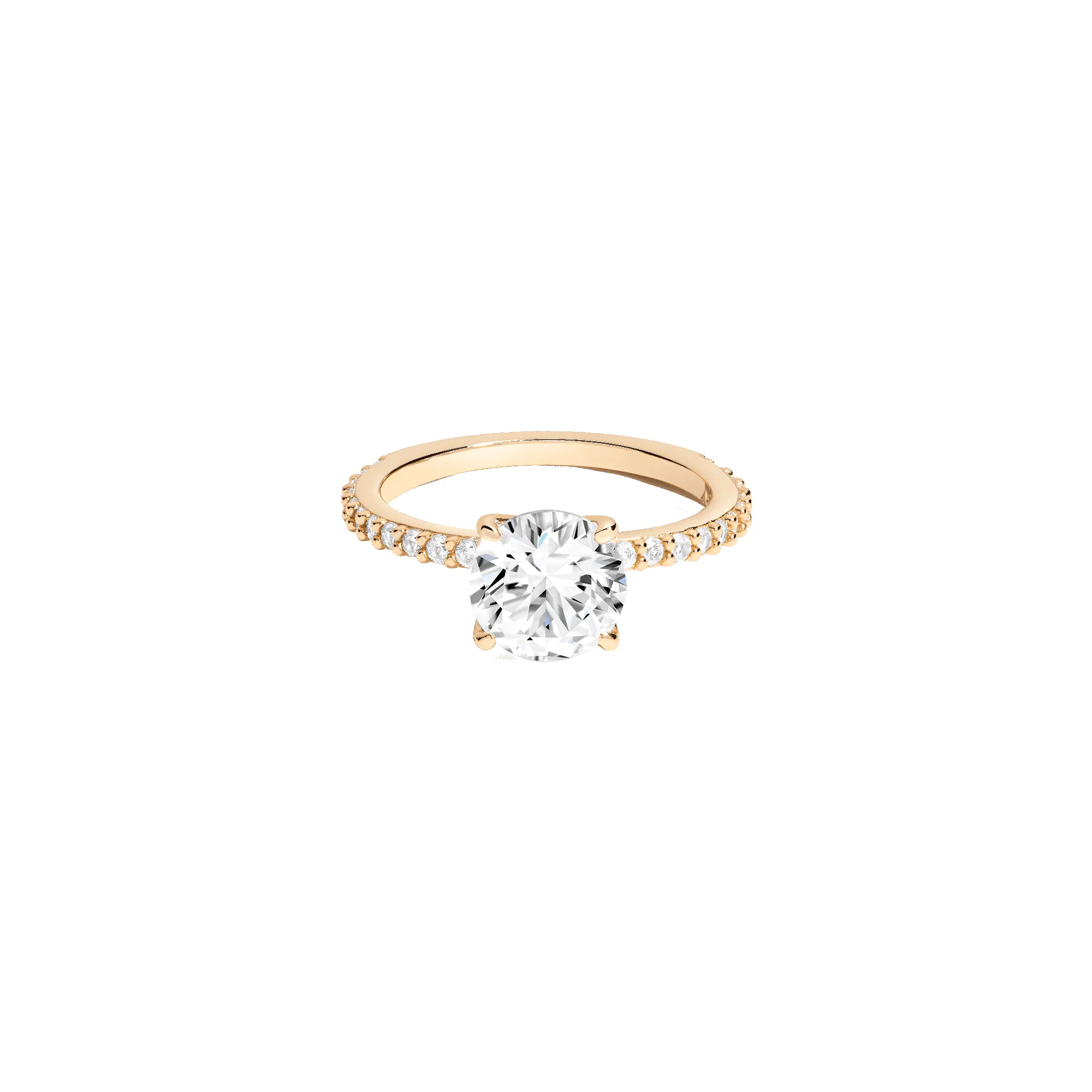 Round Lab Grown White Sapphire Solitaire Pavé Ring sold by Aurate