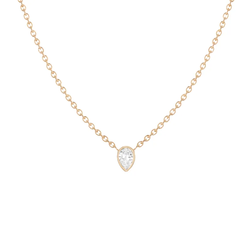 XL Lab Grown Diamond Pear Bezel Necklace sold by Aurate