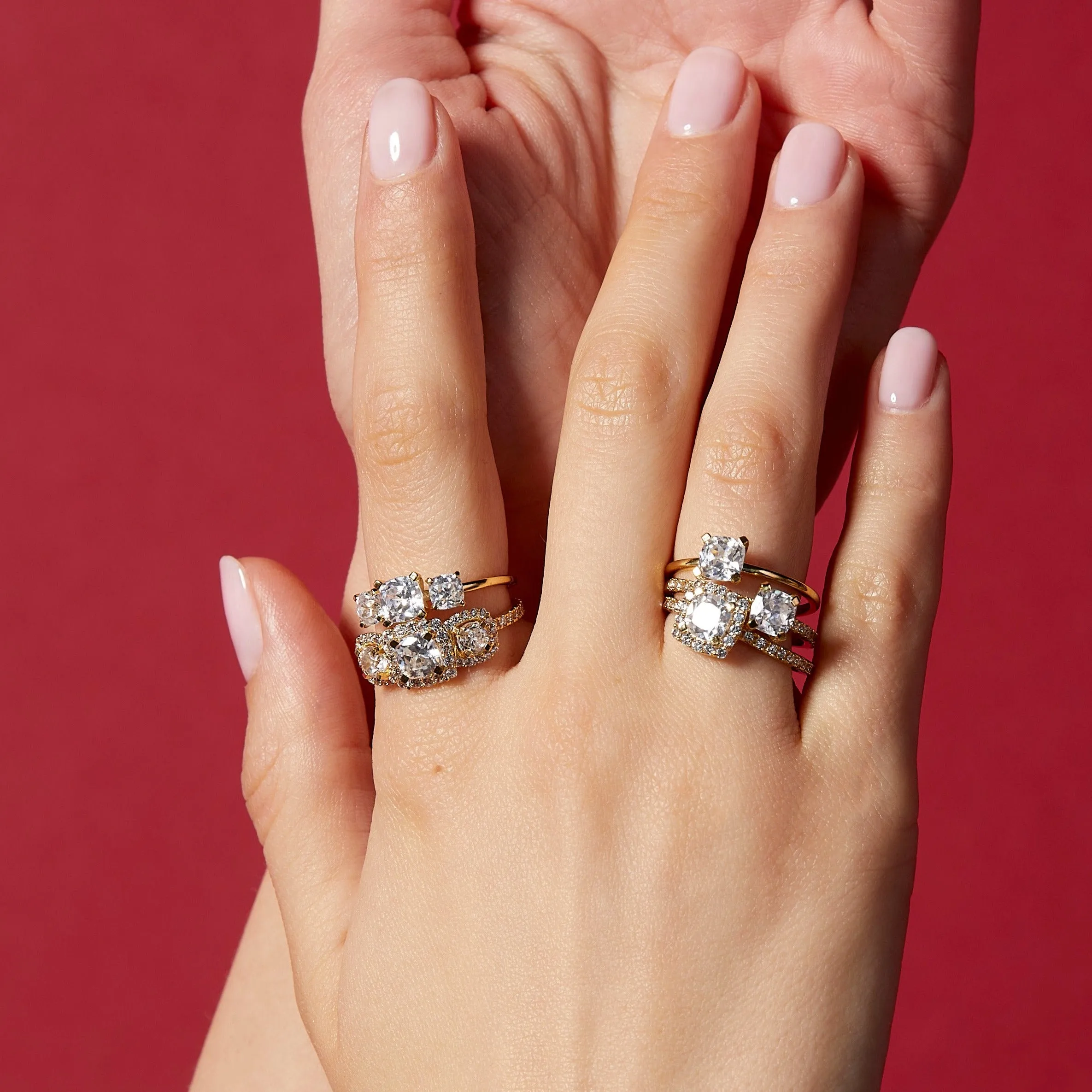 Pavé Cushion Cut Halo Diamond Ring sold by Aurate product image thumbnail 5