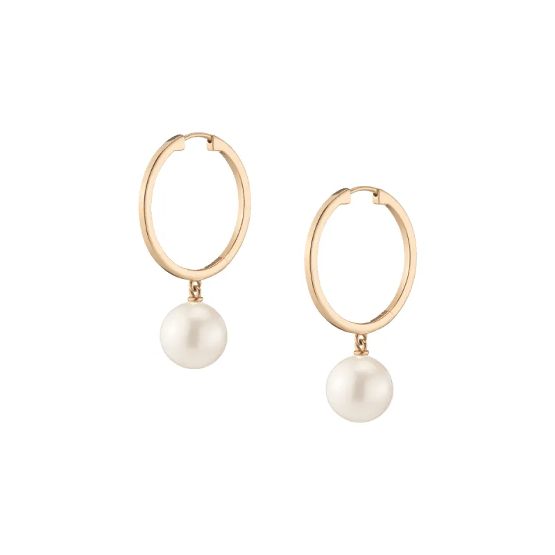 Pearl Hoop Earrings sold by Aurate