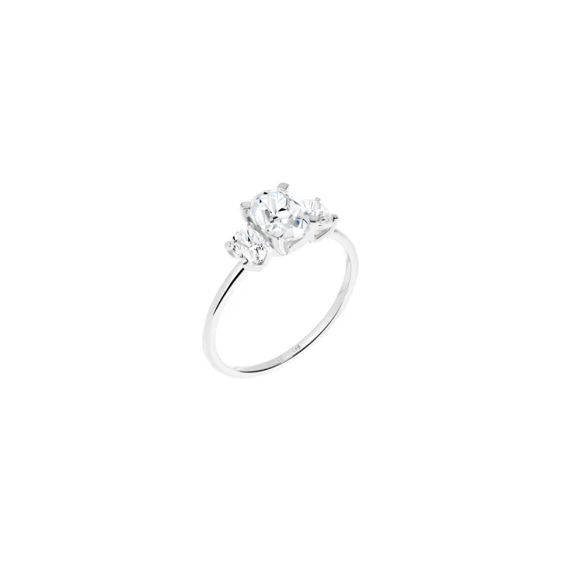 Oval-Cut Tri-Diamond Ring sold by Aurate