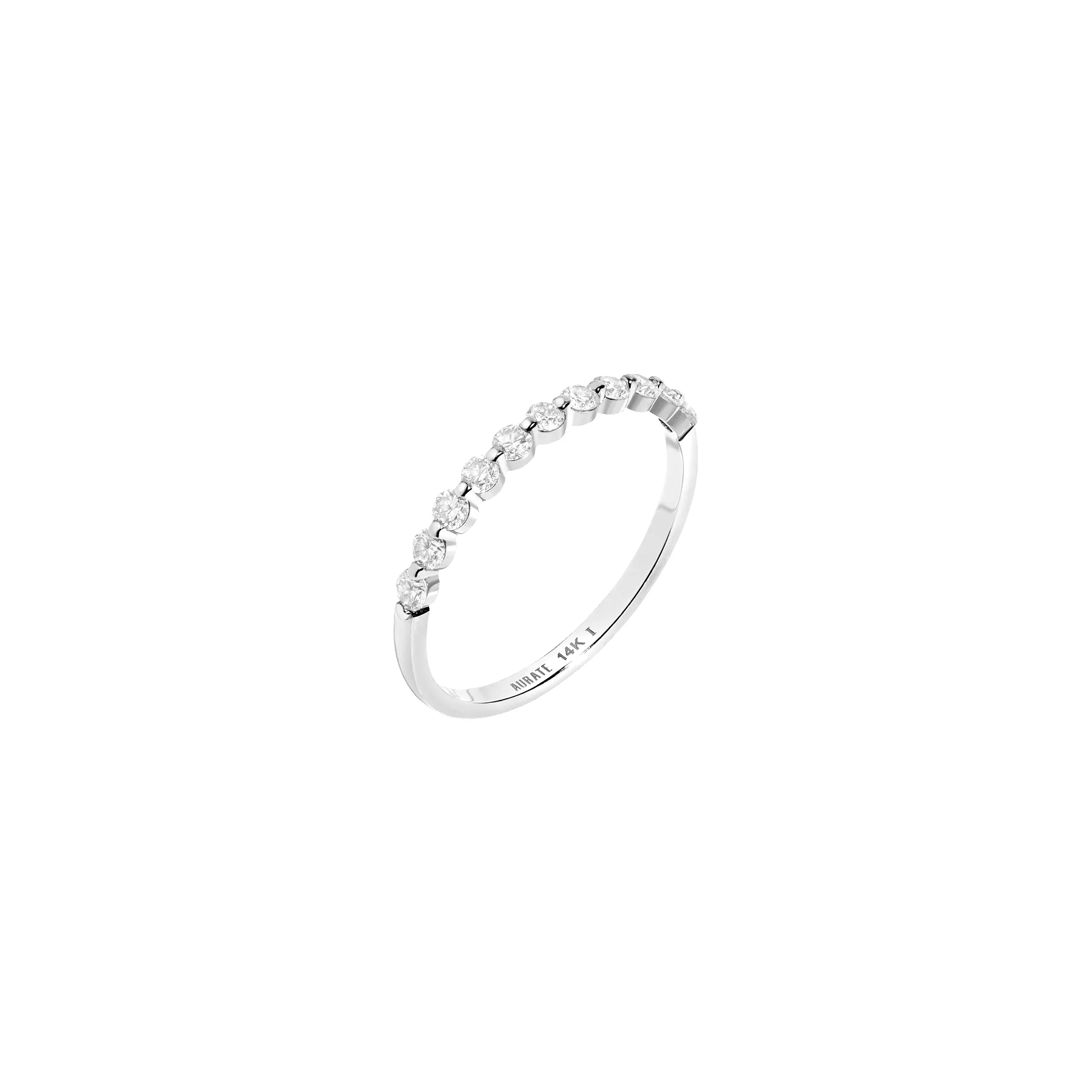 Half-Studded Prong Diamond Gold Band sold by Aurate product image thumbnail 3